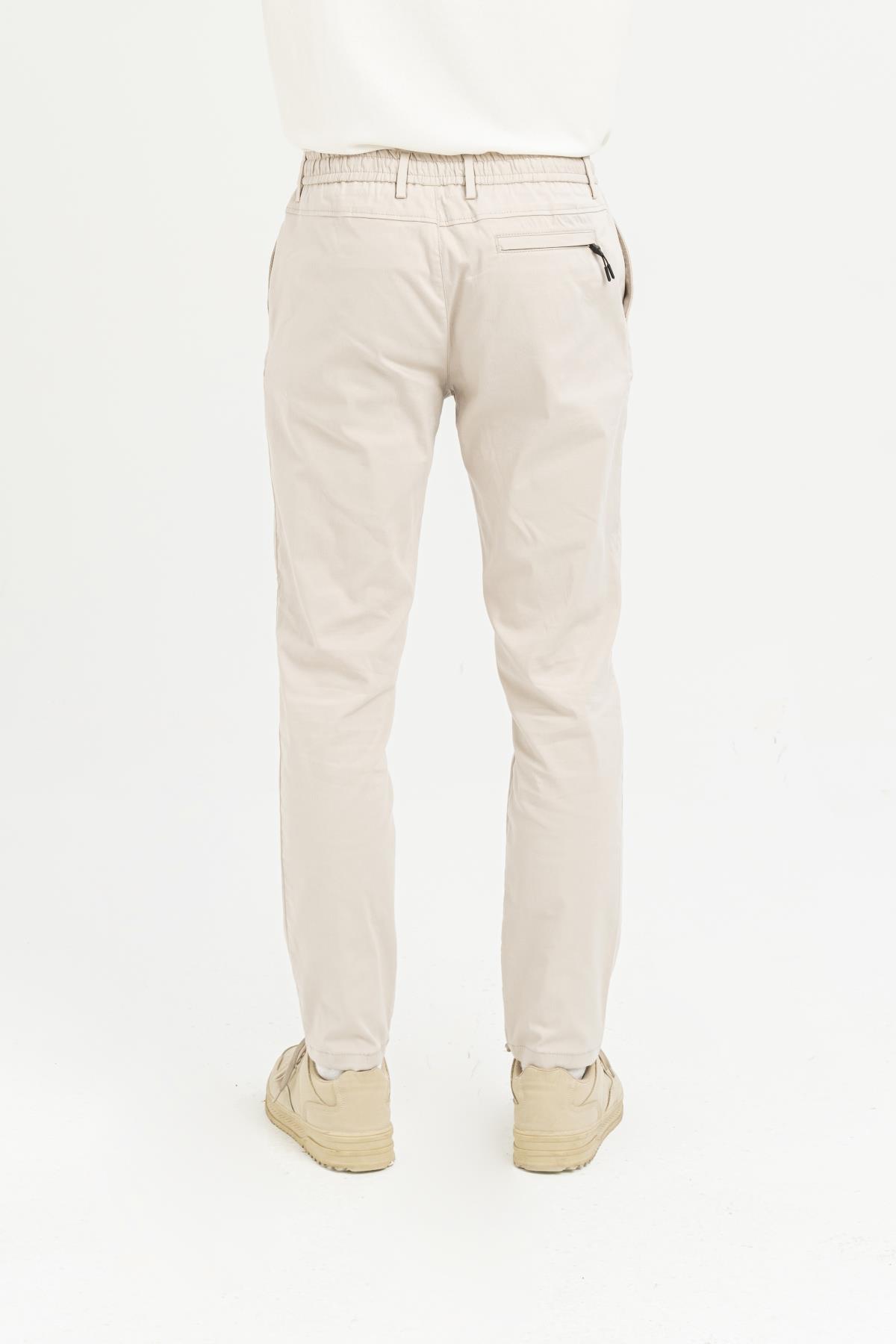Beli Lastikli Arkası Tek Cep Fermuarlı Slim Fit Erkek Pantolon