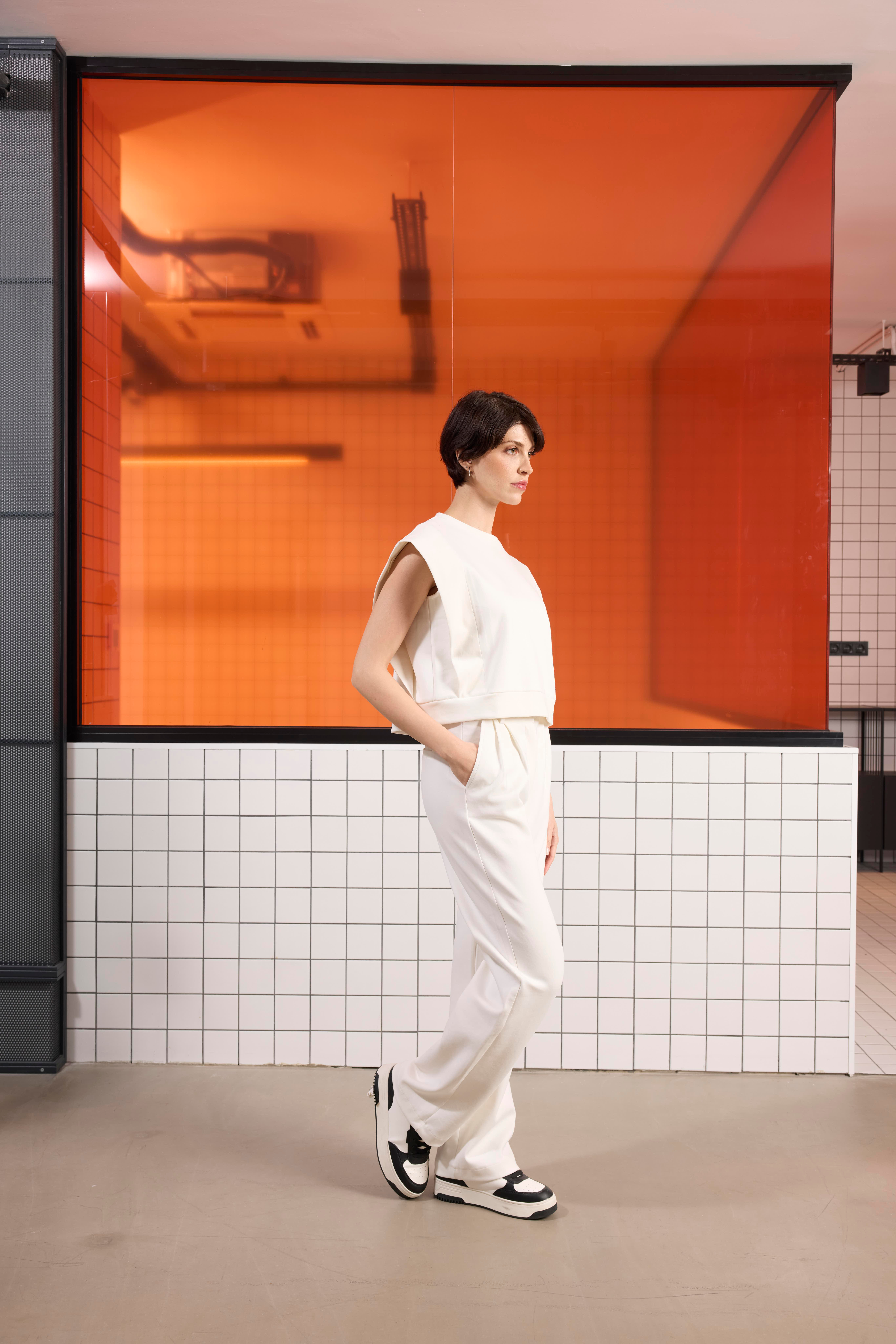 Bisiklet Yaka Desenli Midi Top Crop