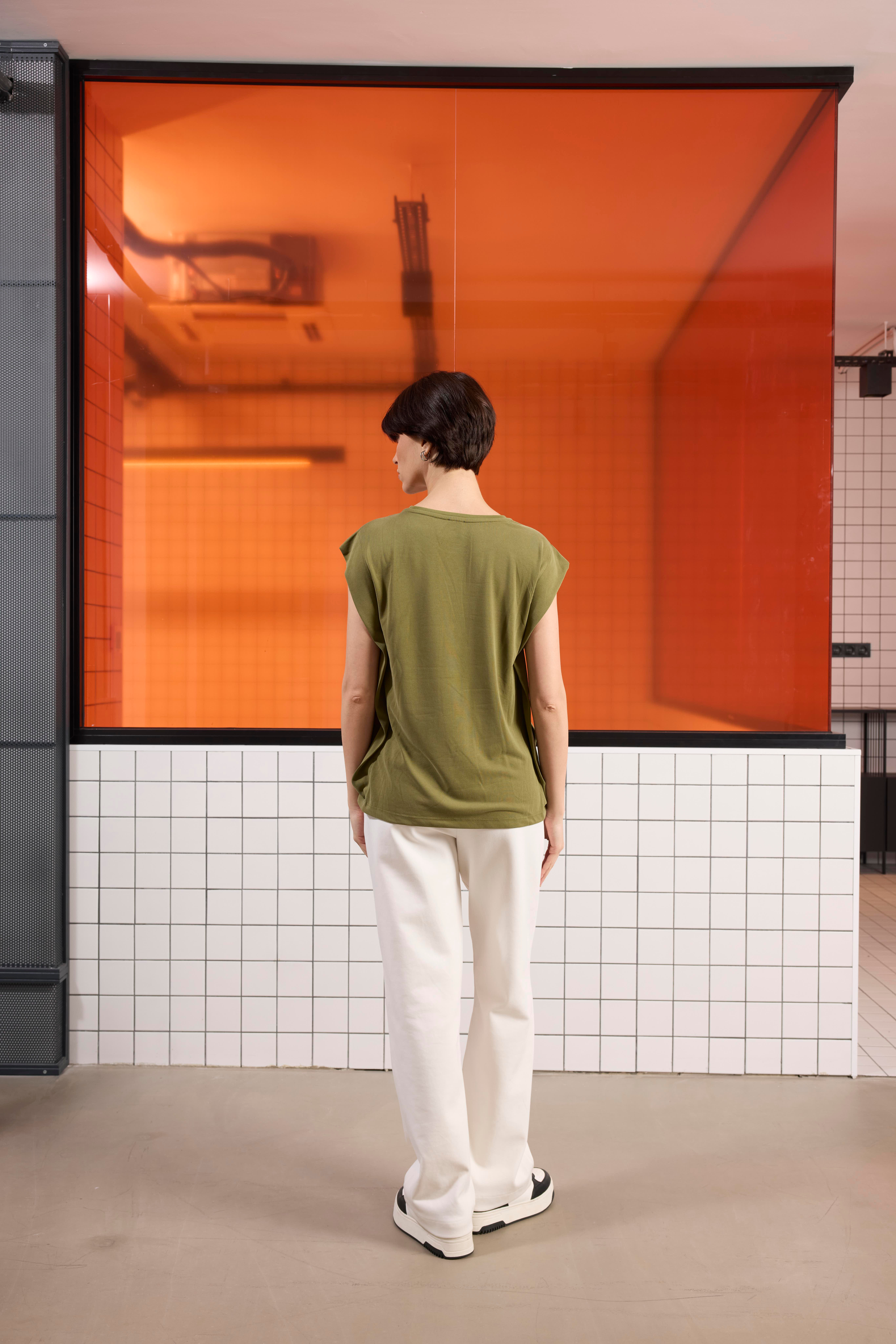 Bisiklet Yaka Desenli Midi Top Crop