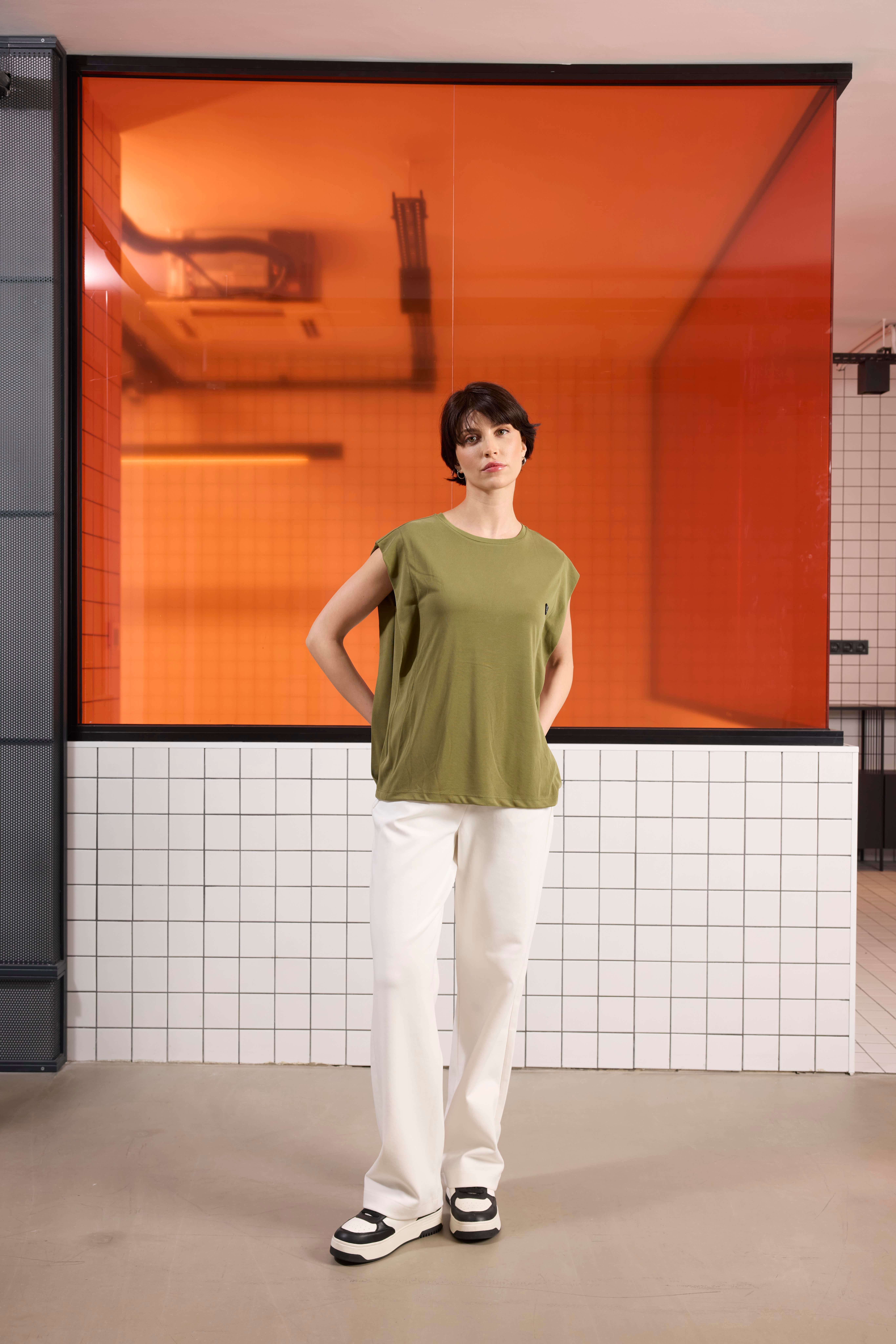 Bisiklet Yaka Desenli Midi Top Crop