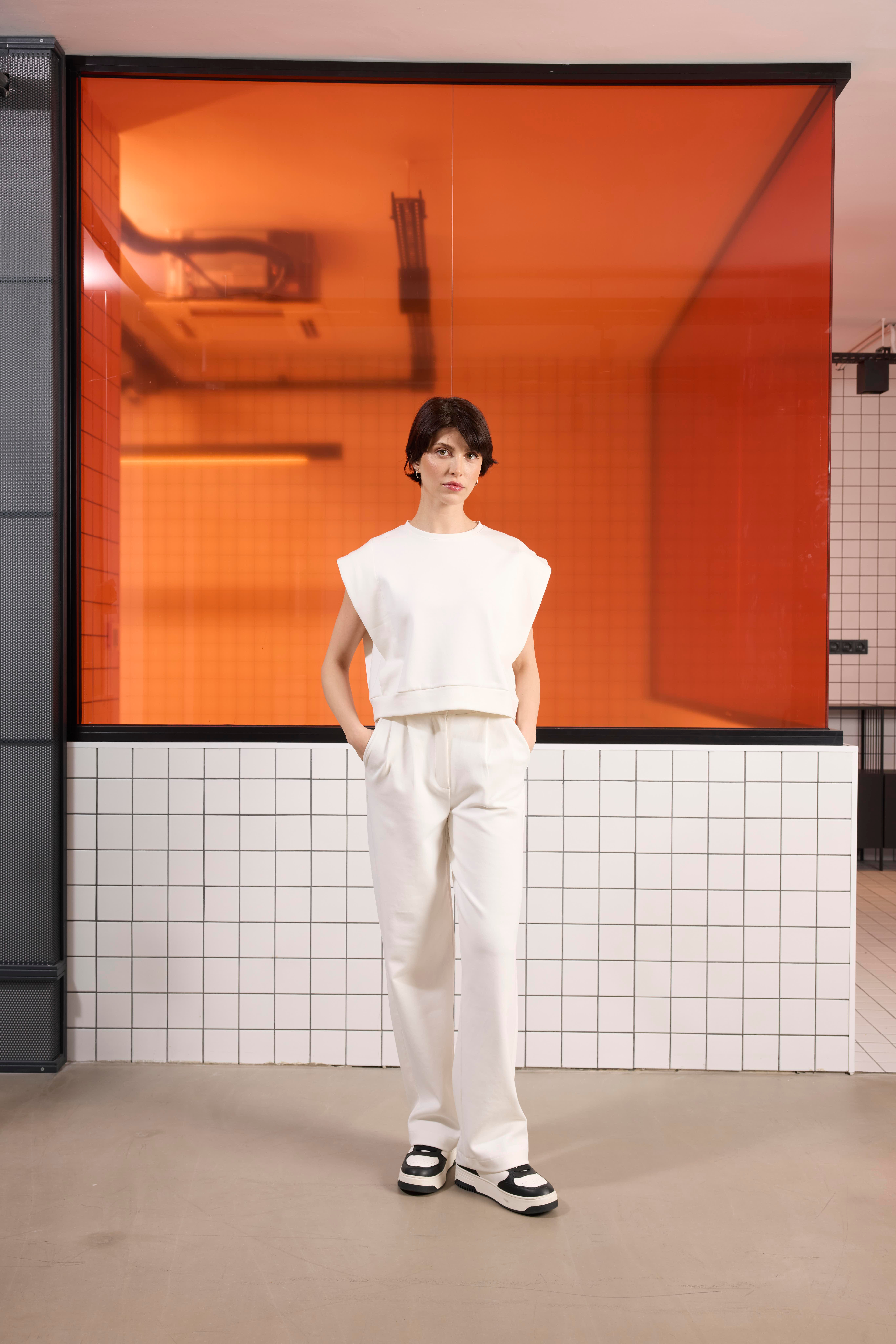 Bisiklet Yaka Desenli Midi Top Crop