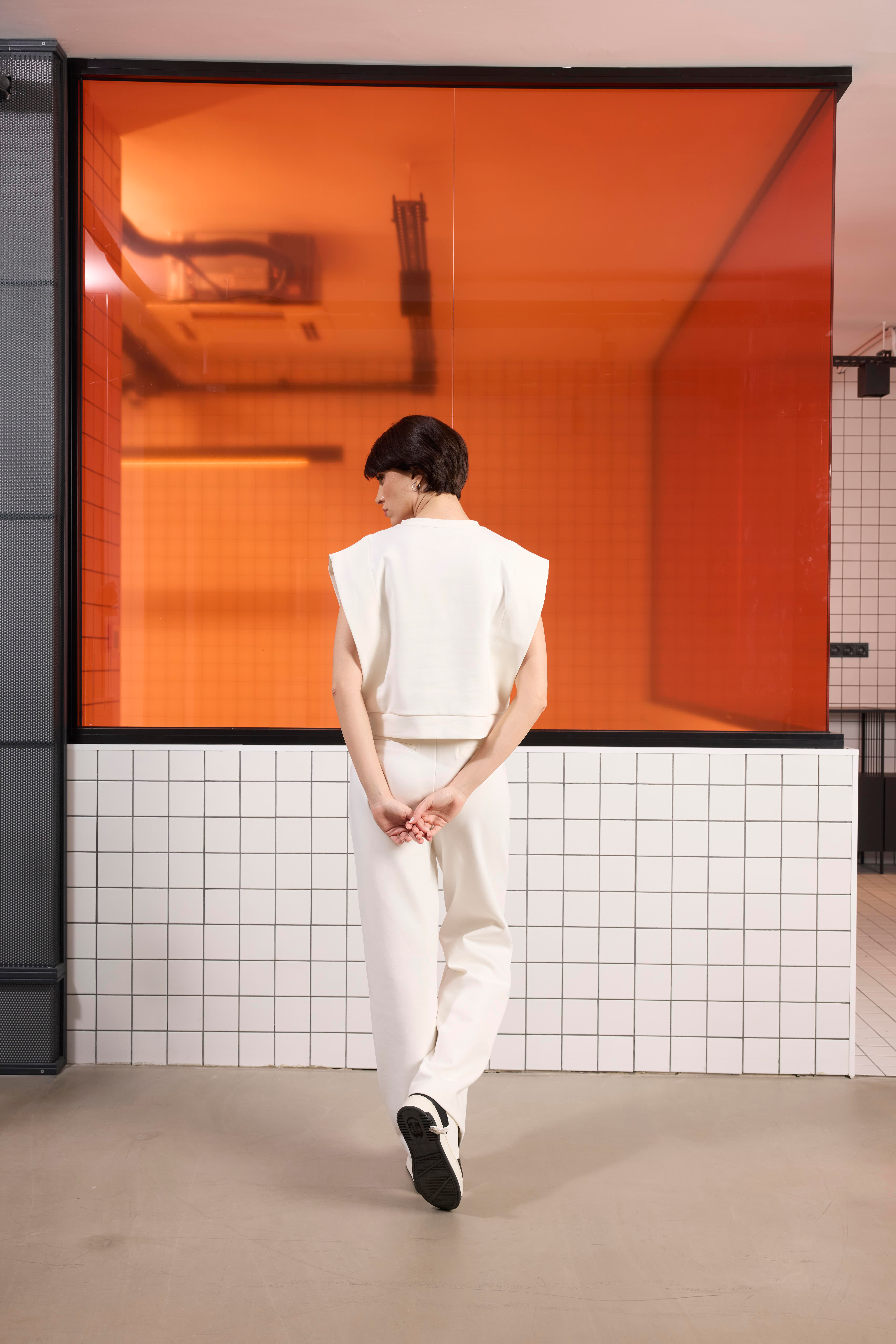 Bisiklet Yaka Desenli Midi Top Crop