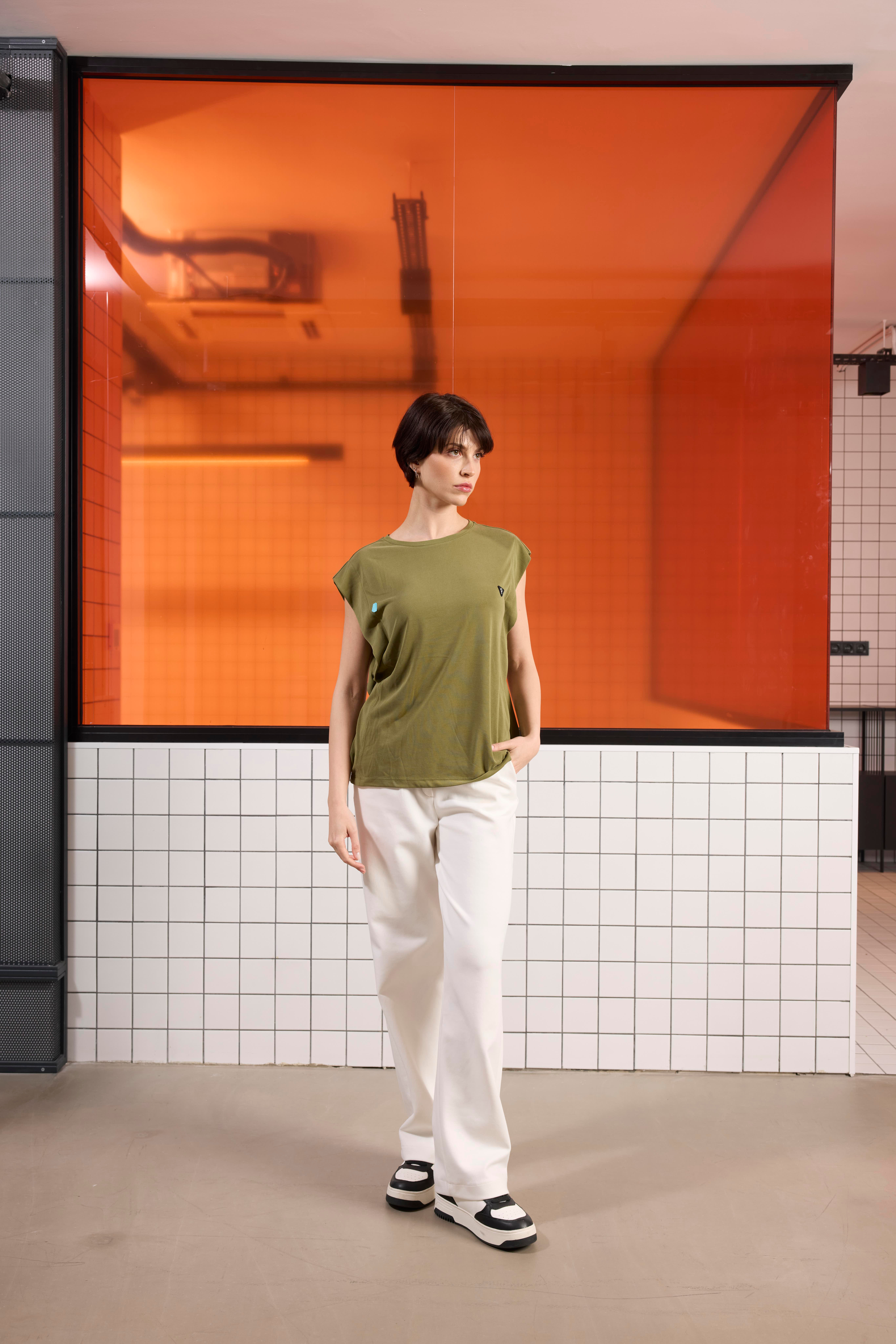 Bisiklet Yaka Desenli Midi Top Crop