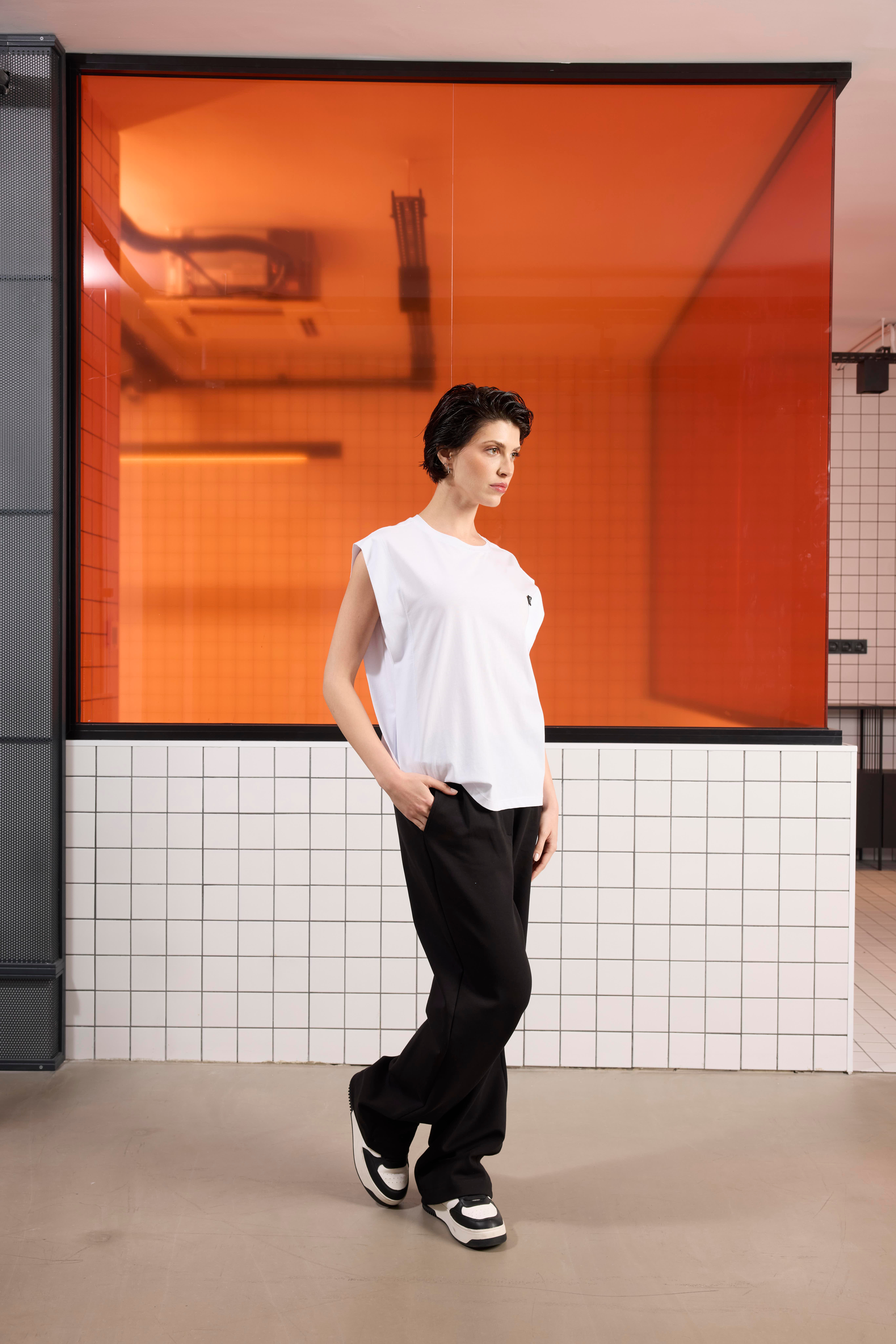 Bisiklet Yaka Desenli Midi Top Crop