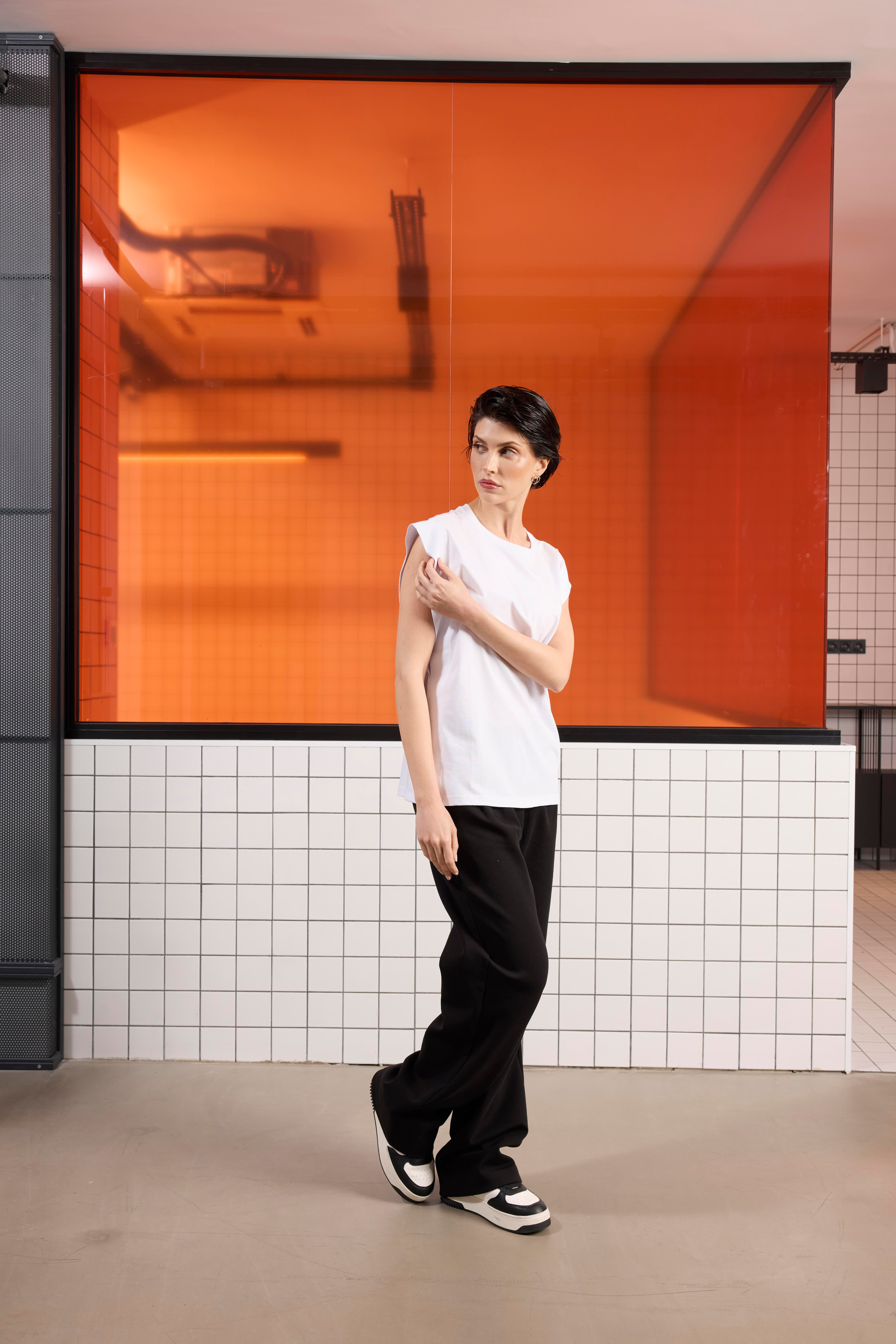 Bisiklet Yaka Desenli Midi Top Crop