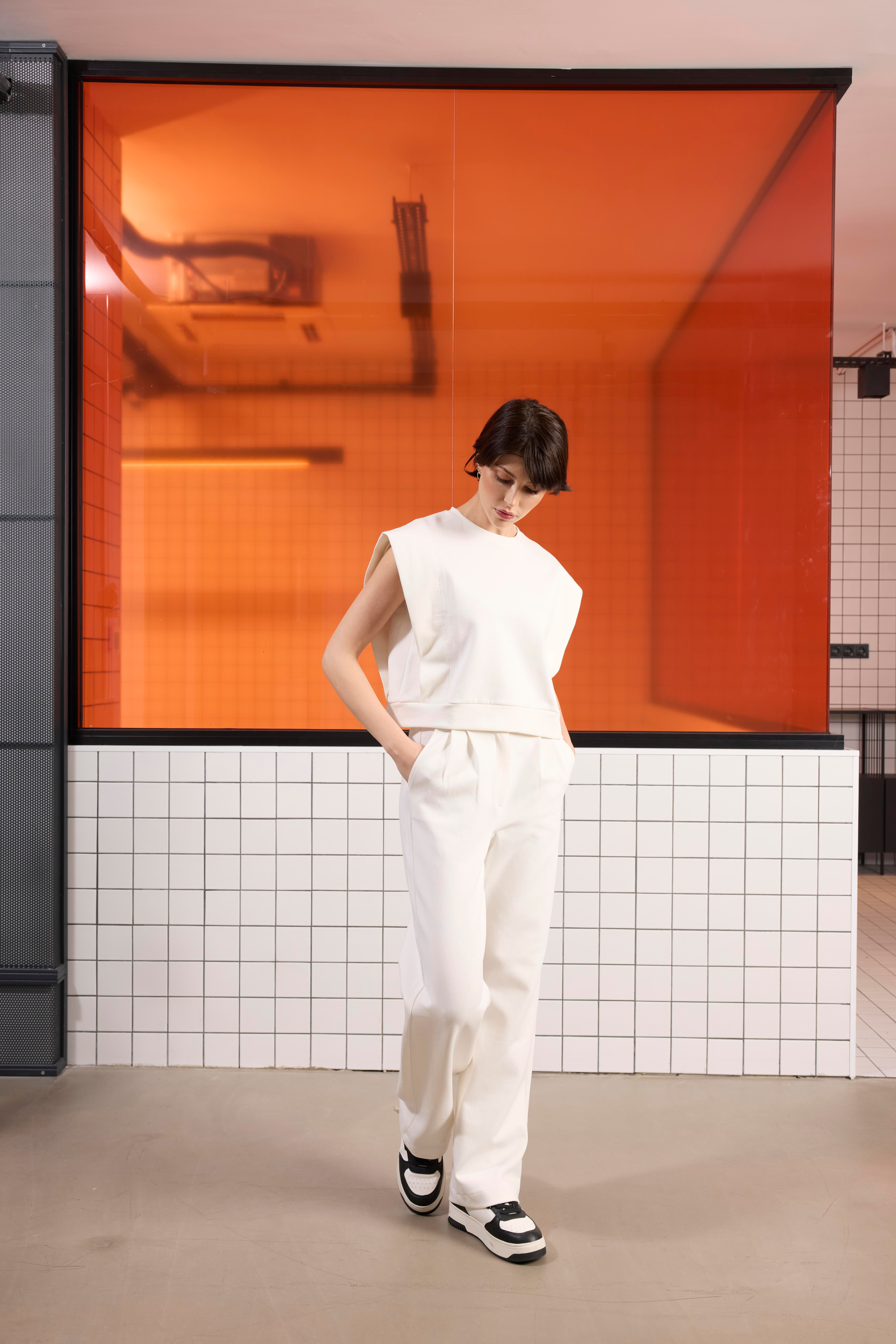 Bisiklet Yaka Desenli Midi Top Crop