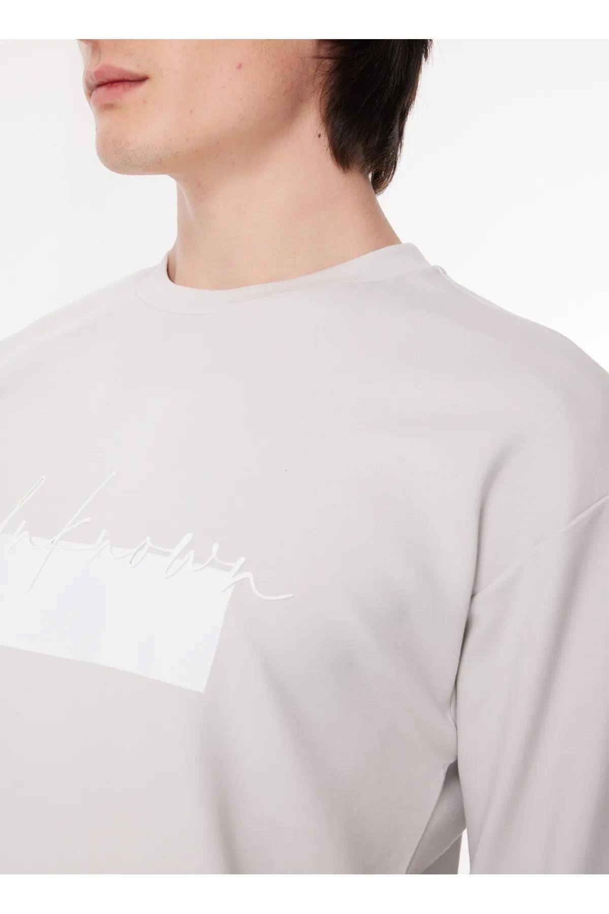 Bisiklet Yaka Göğüs Baskılı Erkek Sweatshirt