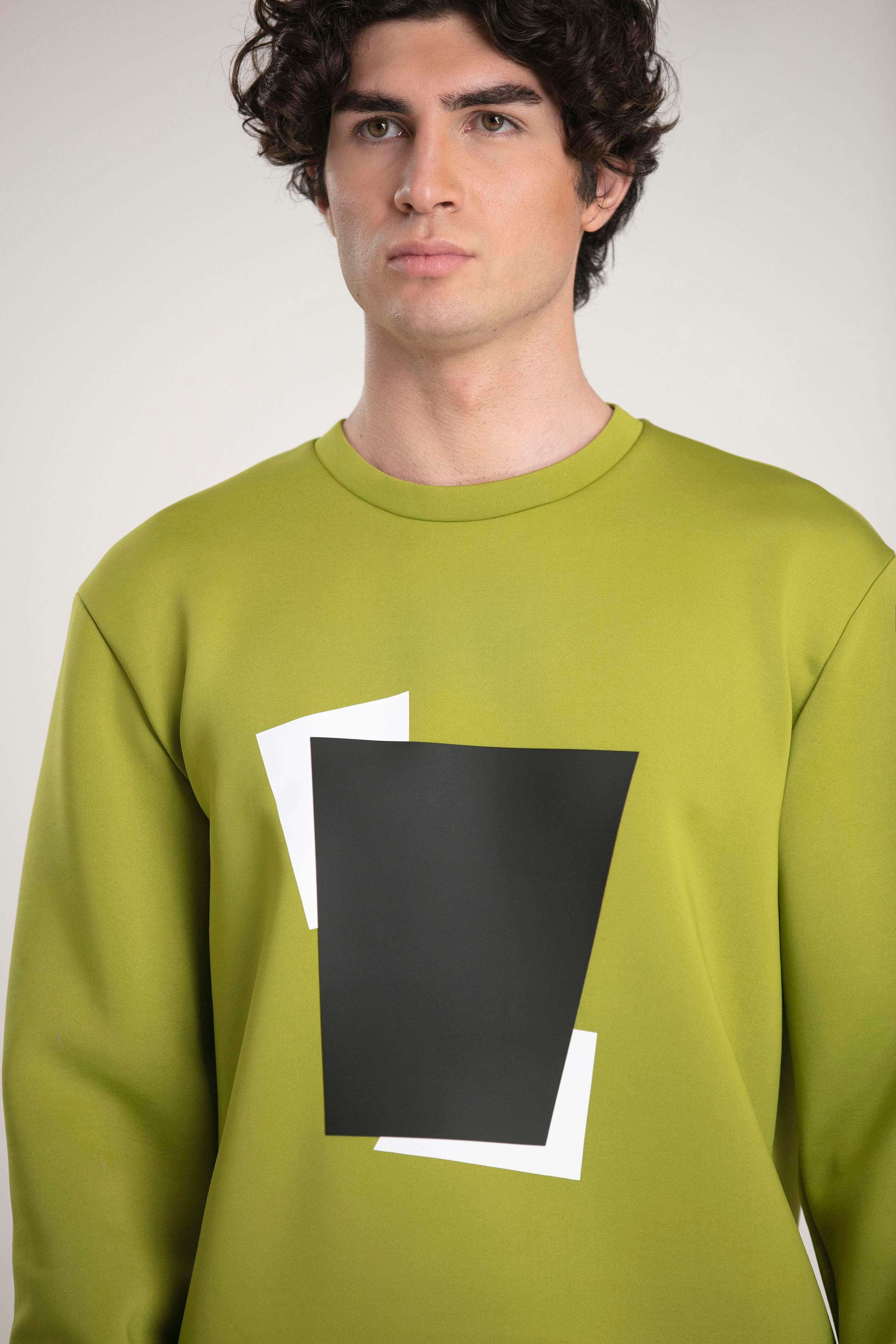 Bisiklet Yaka Önü Baskılı Erkek Sweatshirt