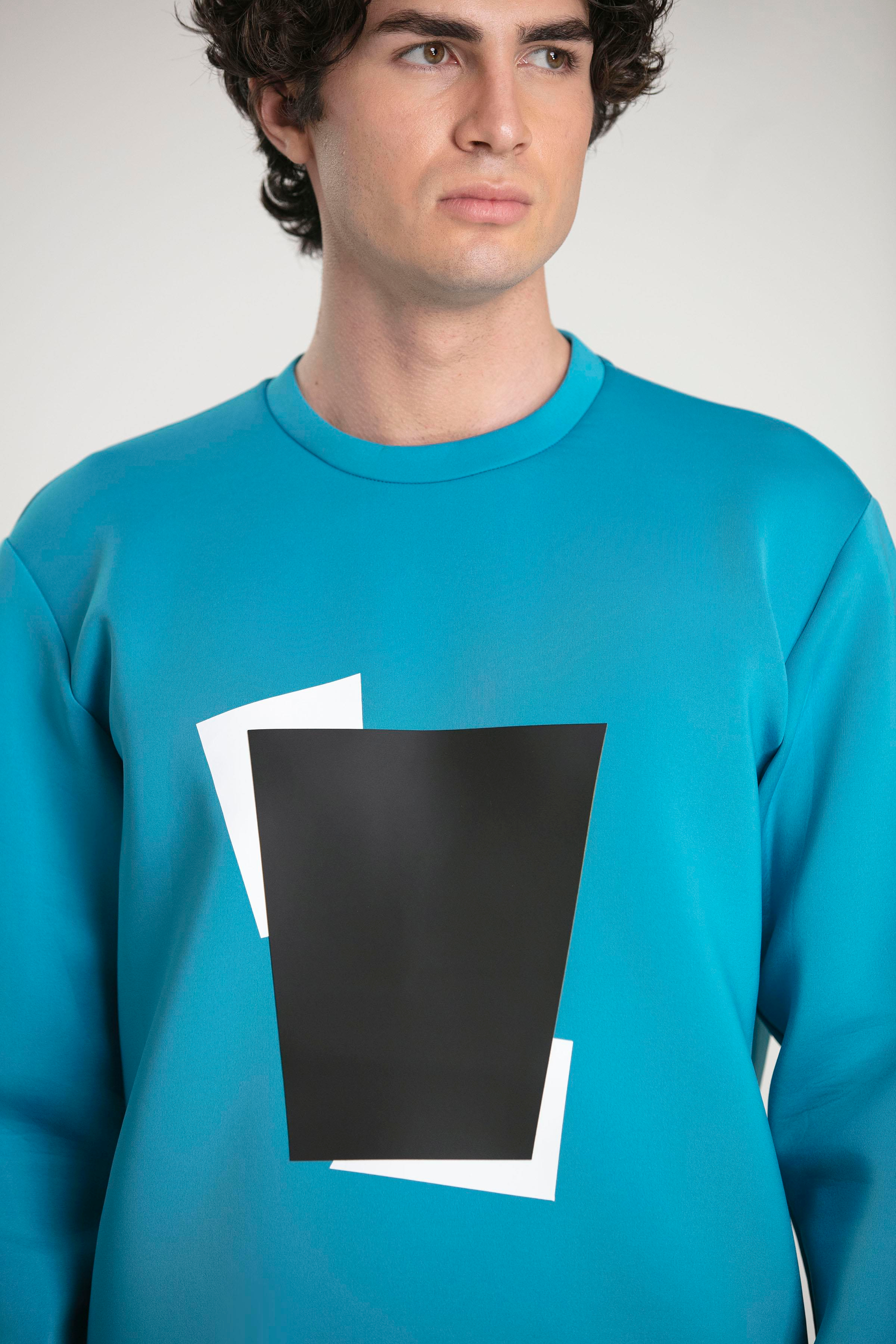 Bisiklet Yaka Önü Baskılı Erkek Sweatshirt