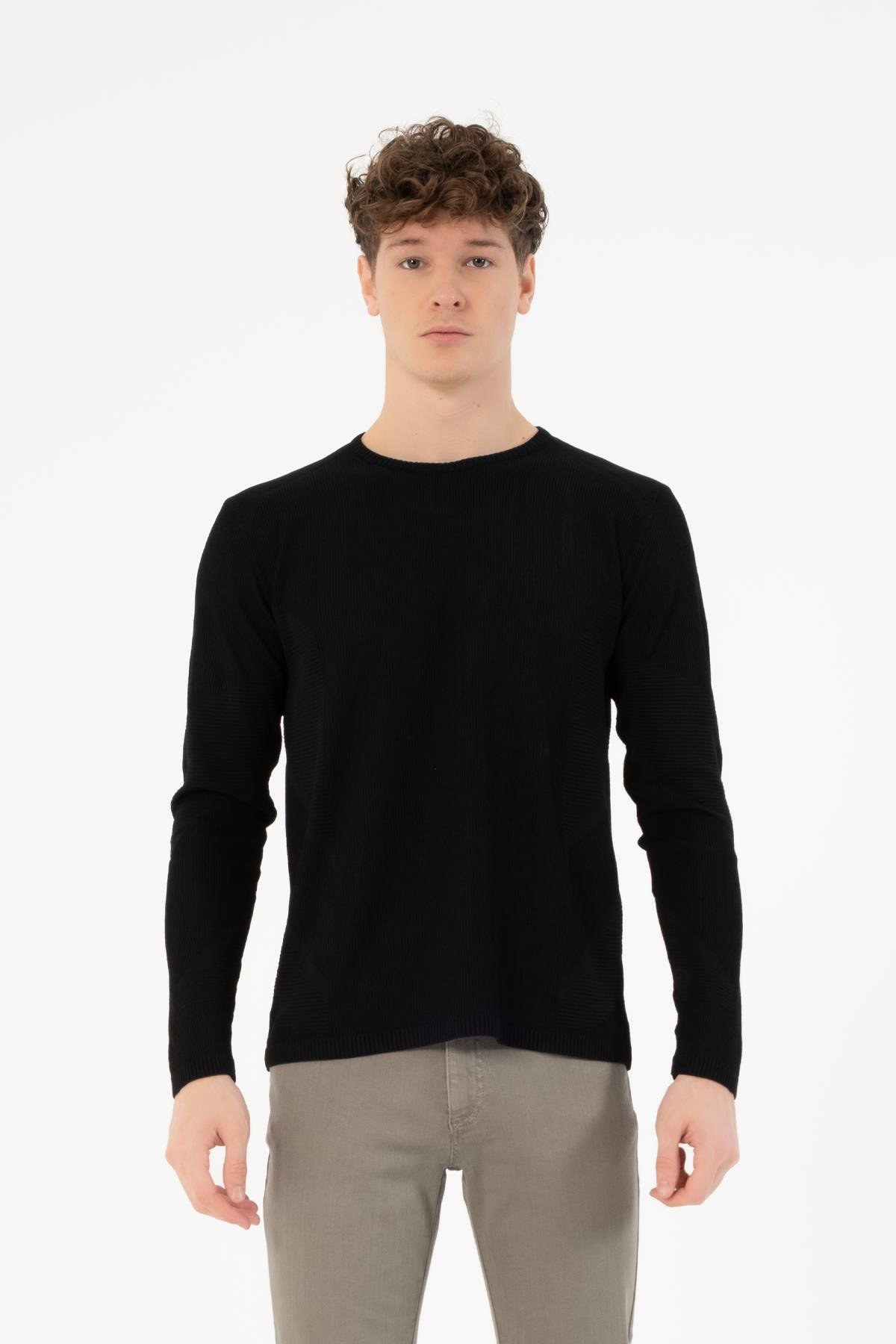 Bisiklet Yaka Slim Fit Erkek Kazak