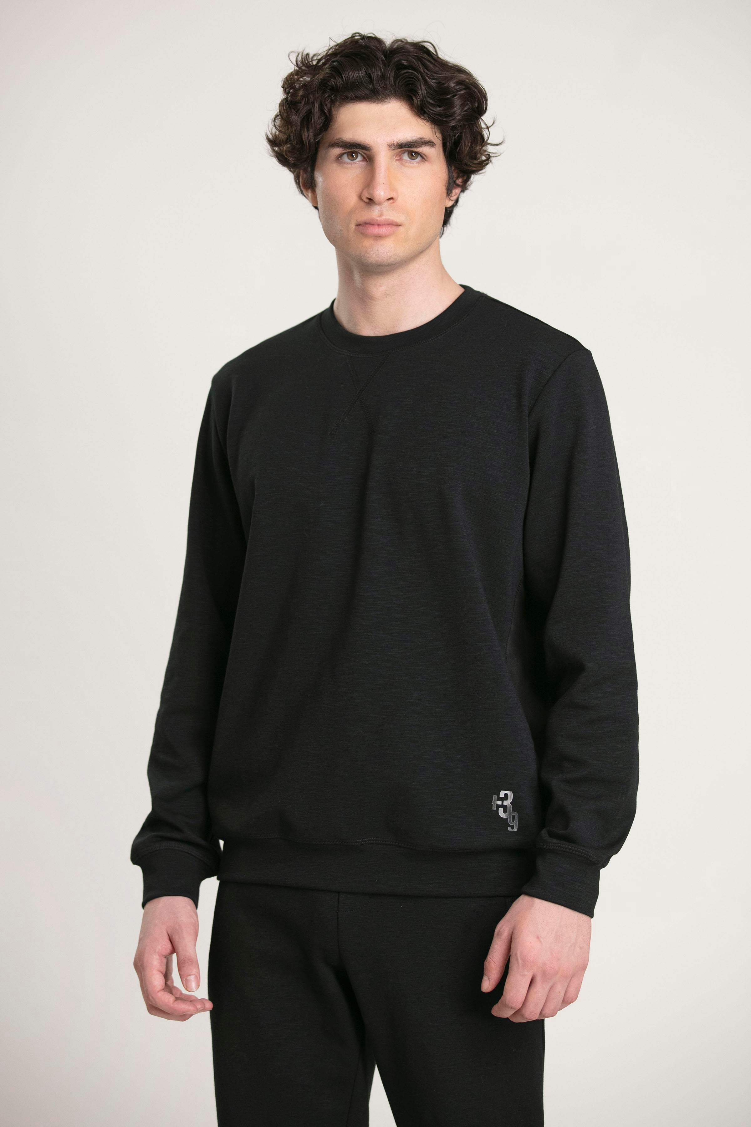 Bisiklet Yaka Tasarım Detaylı Erkek Sweatshirt