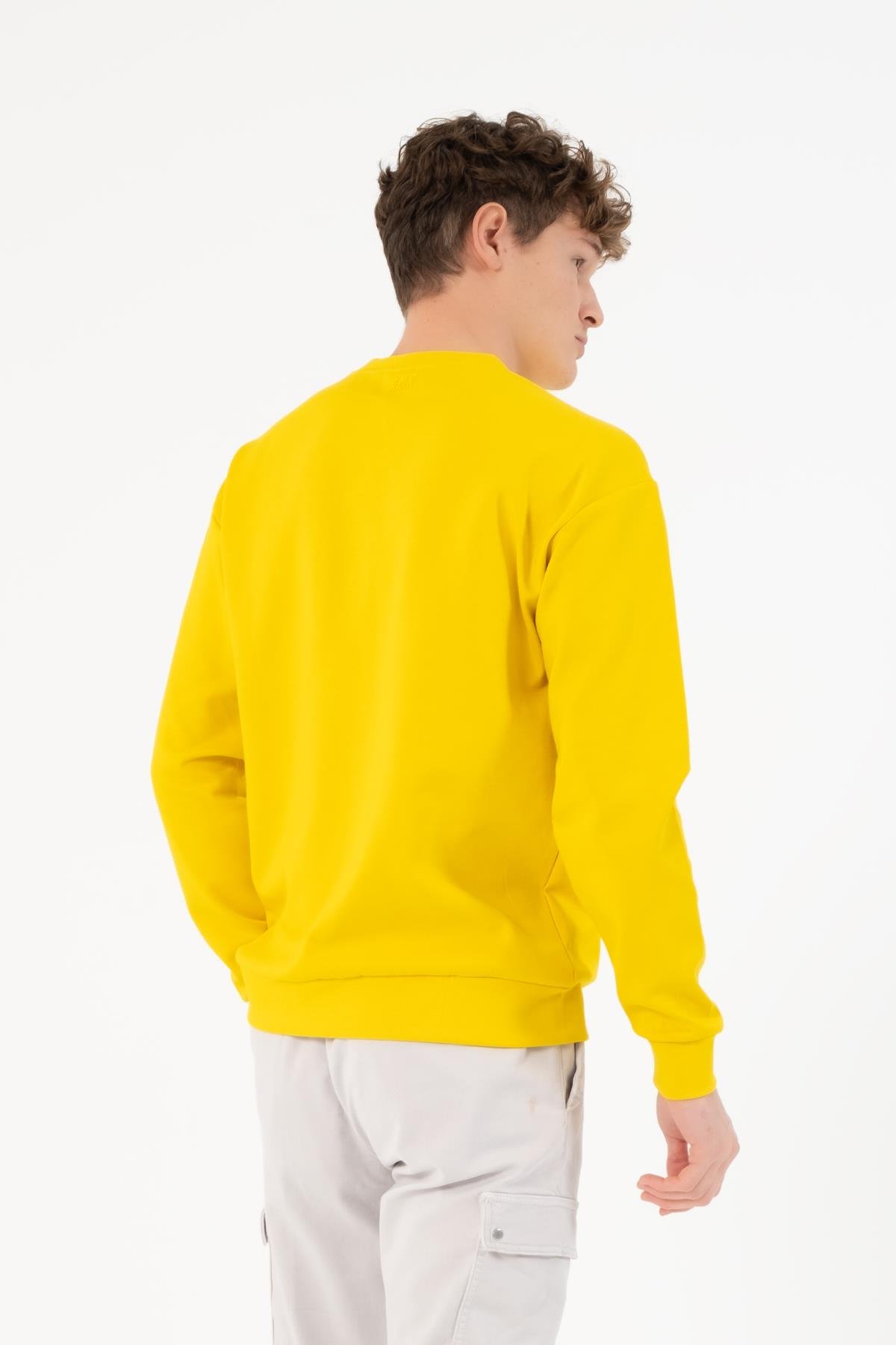 Bisiklet Yaka Zero Baskılı Erkek Sweatshirt