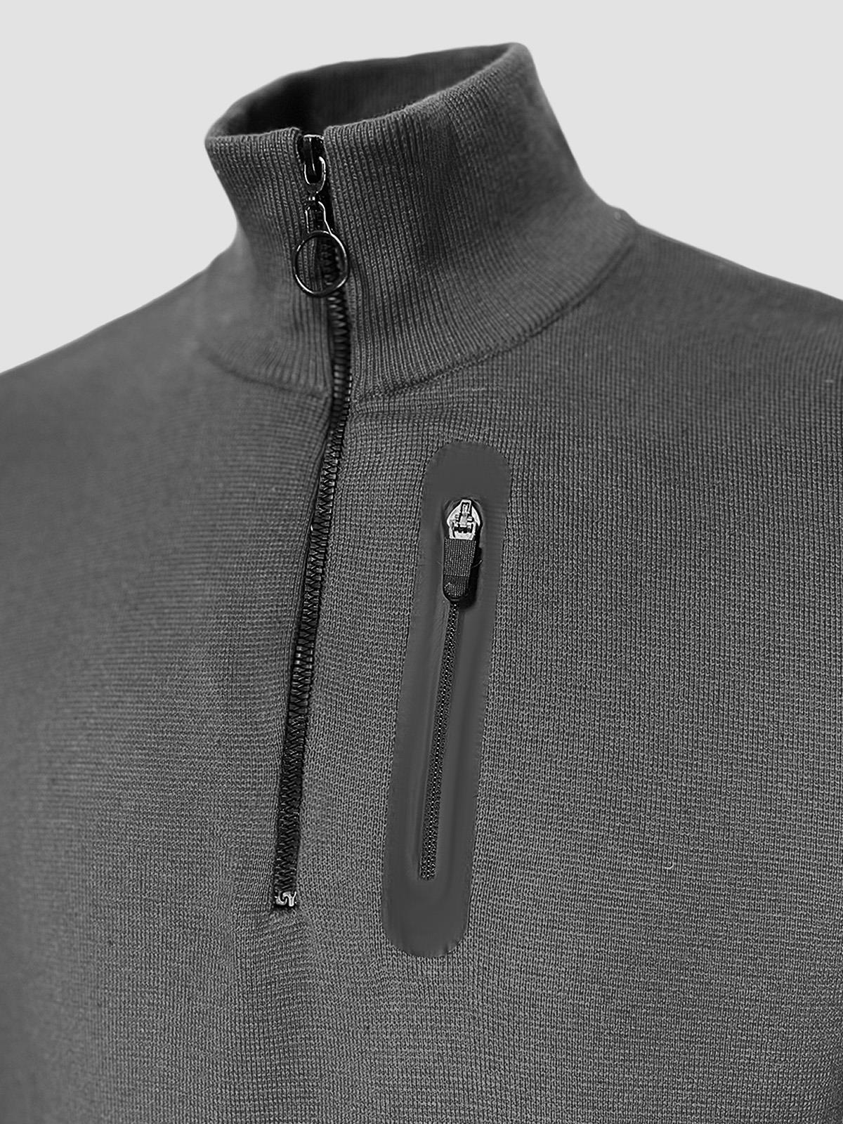 Dik Yaka Fermuar Detaylı Slim Fit Erkek Kazak