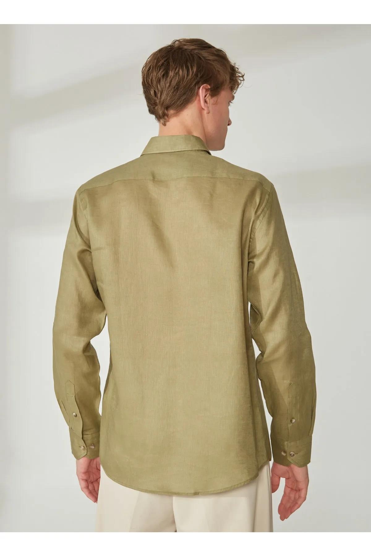 Gömlek Yaka %100 Keten Erkek Gömlek