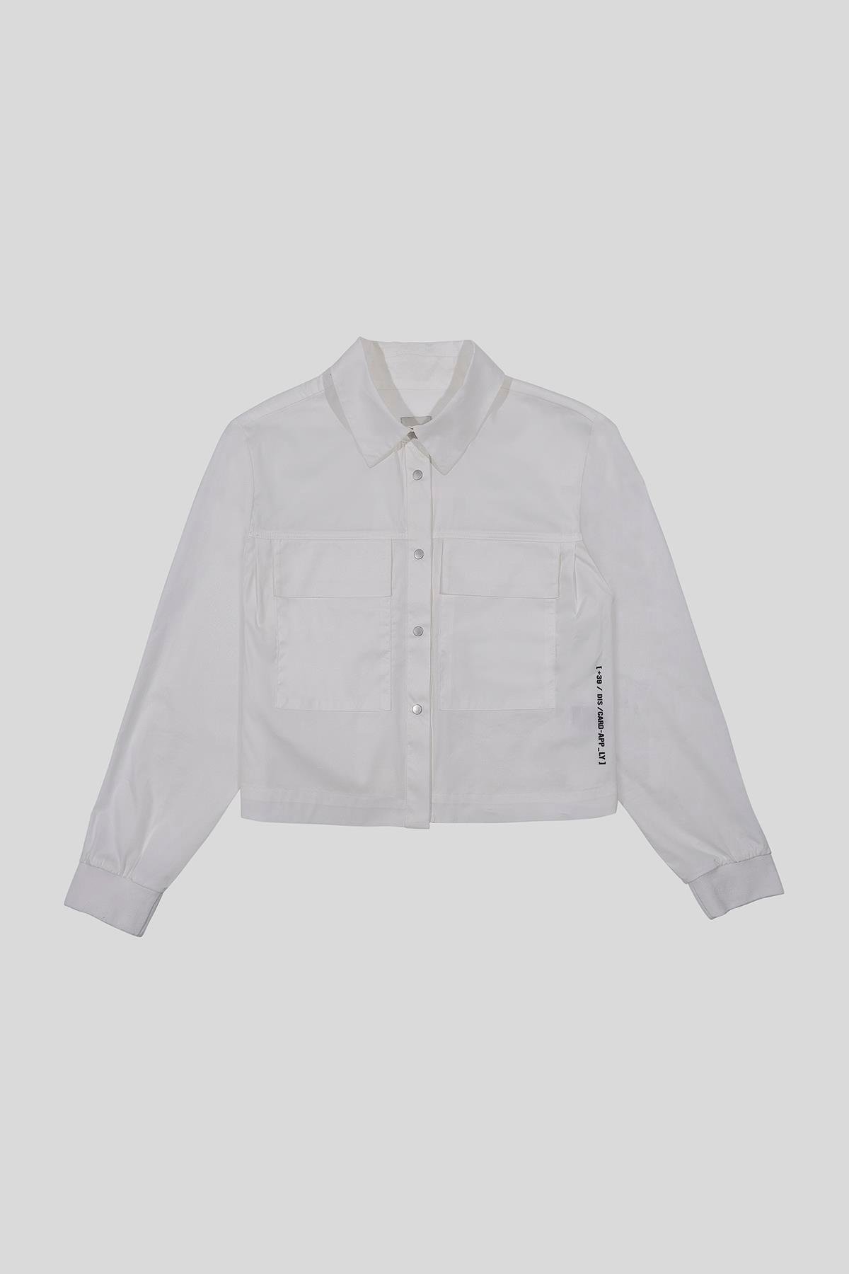 Gömlek Yaka Kol Ucu Ribanalı Çift Cep Çıtçıtlı Kadın Gömlek