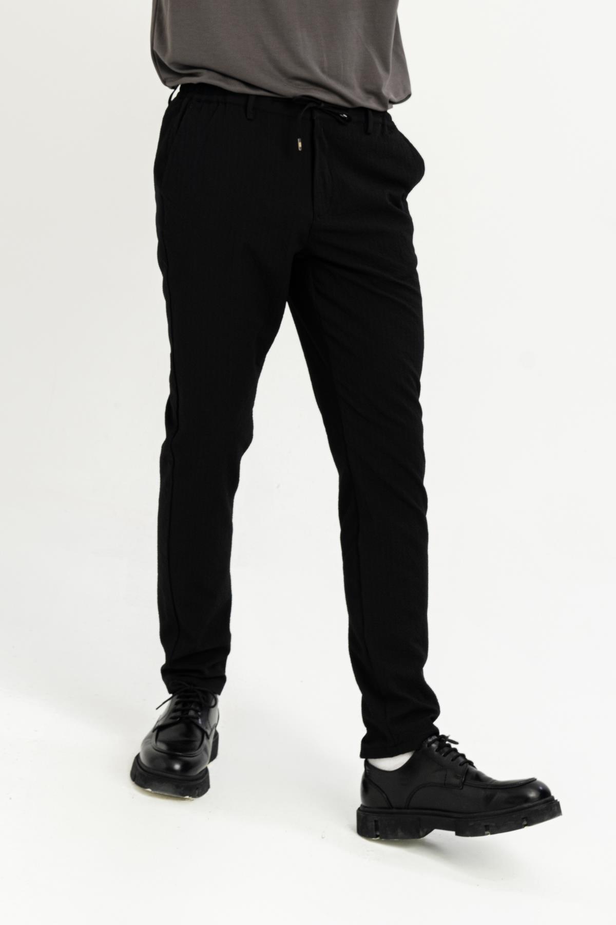 Kemeri Lastiki Arka Cebi Tek Fleto Teknik Jogger Slim Fit Erkek Pantolon
