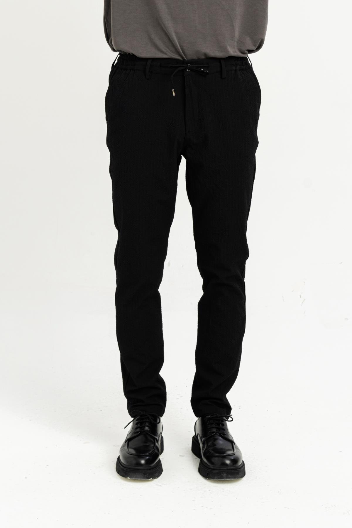 Kemeri Lastiki Arka Cebi Tek Fleto Teknik Jogger Slim Fit Erkek Pantolon