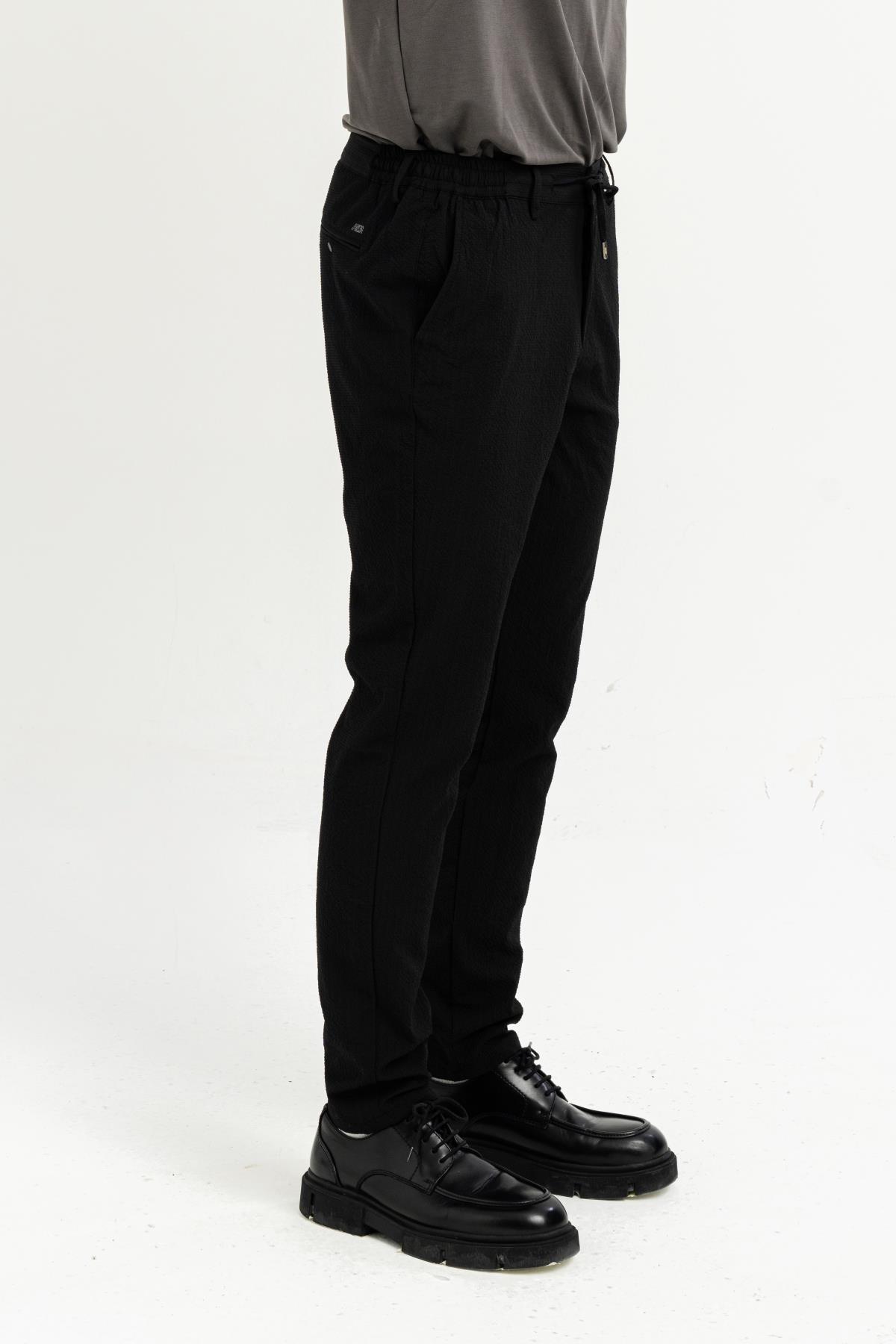 Kemeri Lastiki Arka Cebi Tek Fleto Teknik Jogger Slim Fit Erkek Pantolon