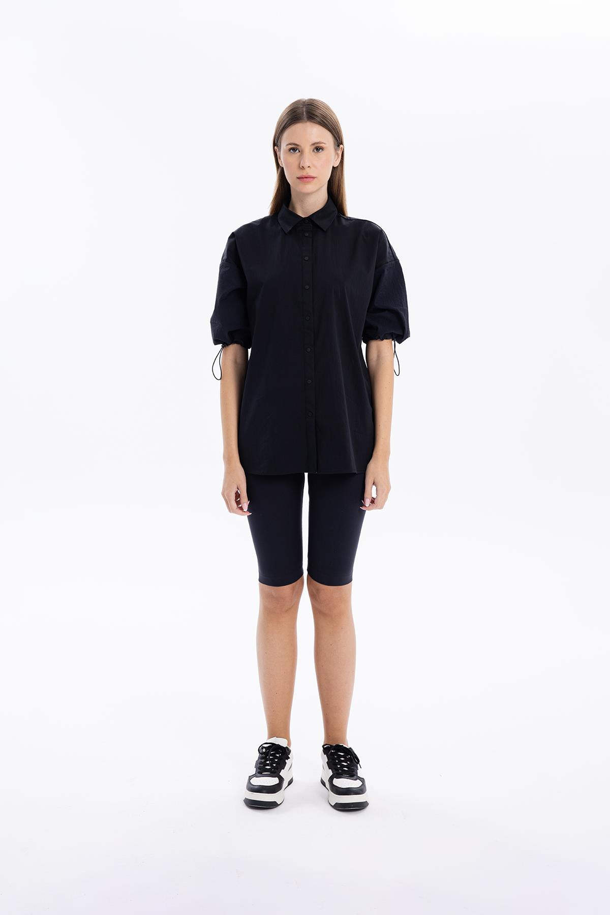 Kol Ucu Stoperli Garnili Uzun Kadın Gömlek