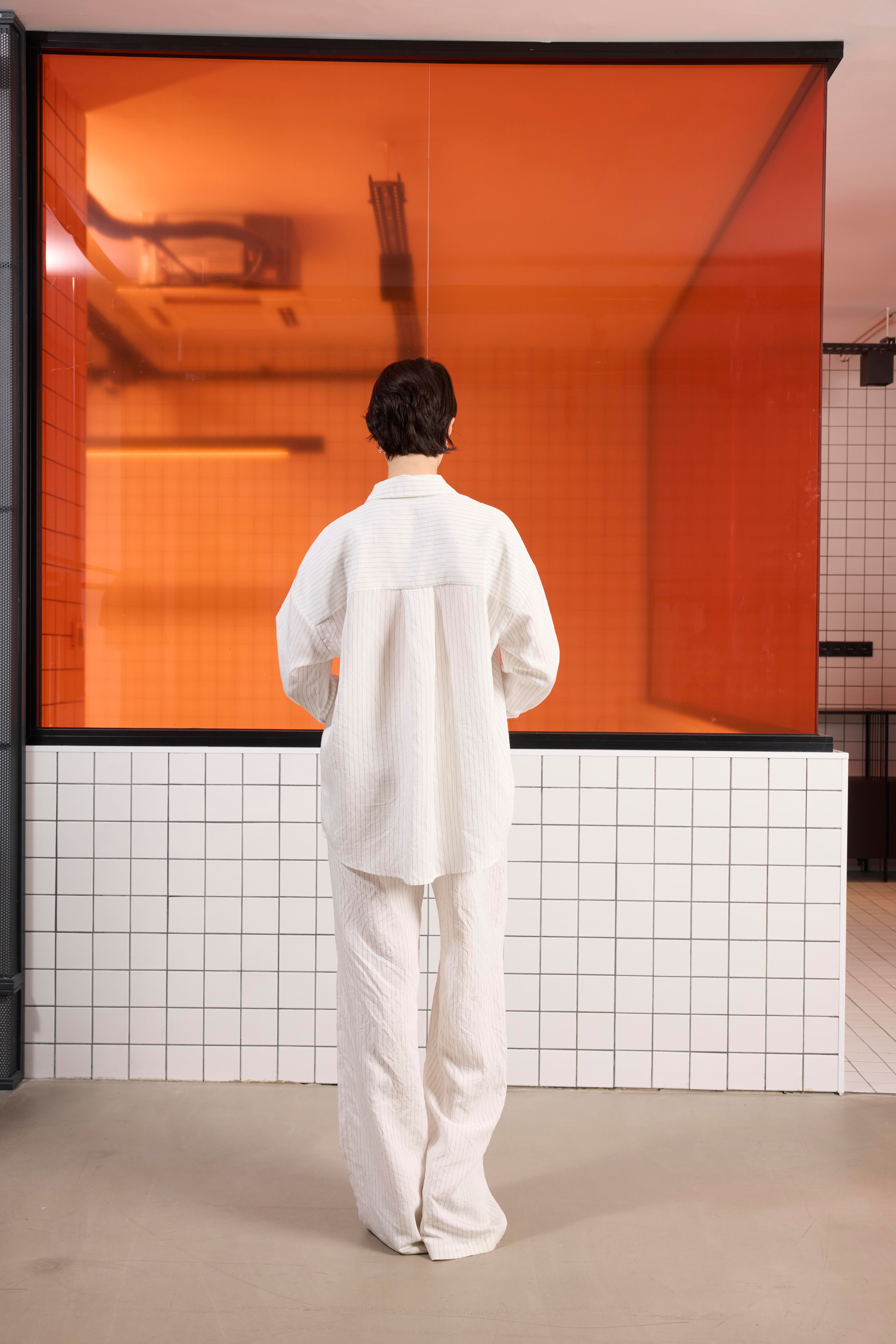 Oversize %100 Keten Uzun Kollu Kadın Gömlek