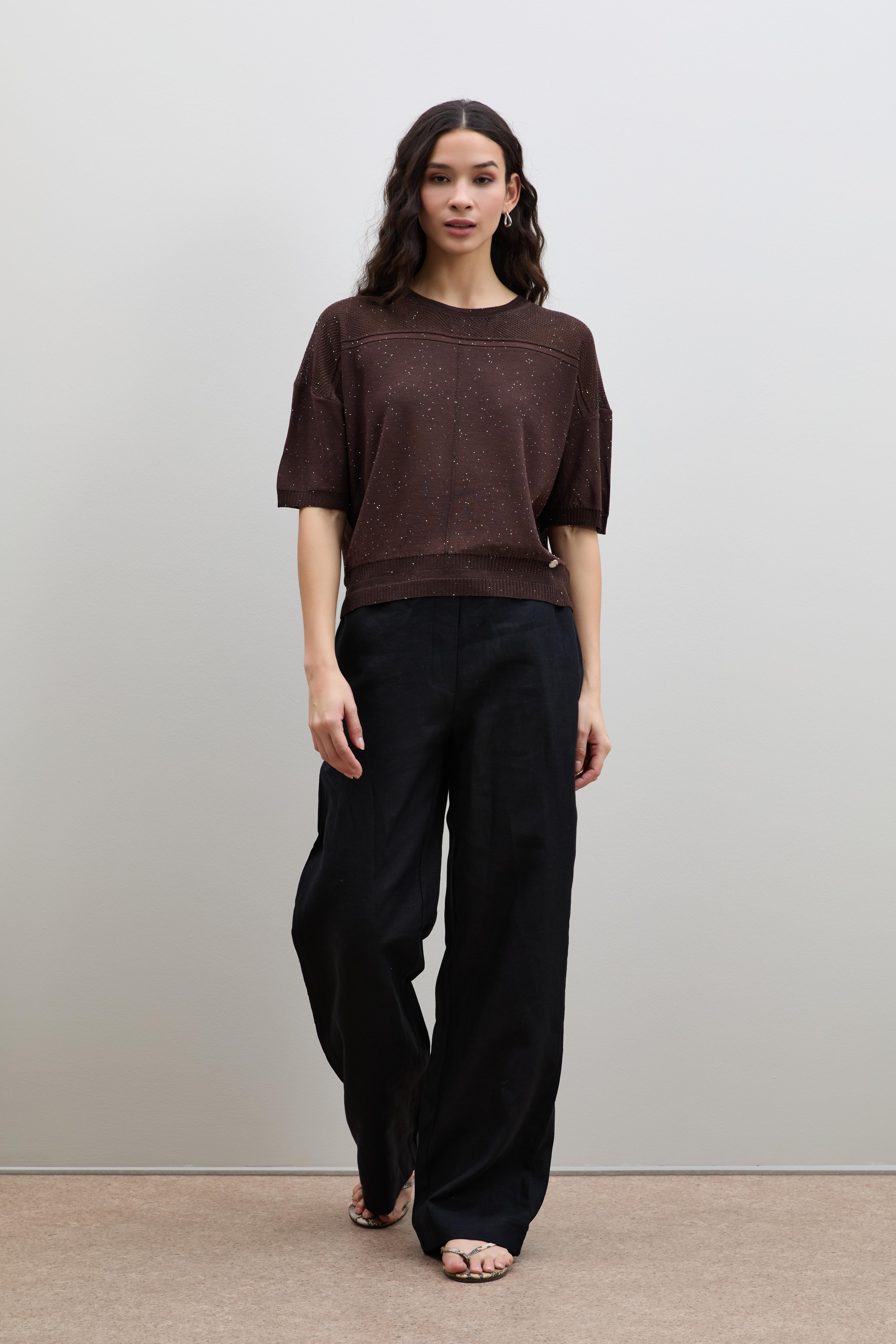 %100 Keten Düz Kesim Pantolon