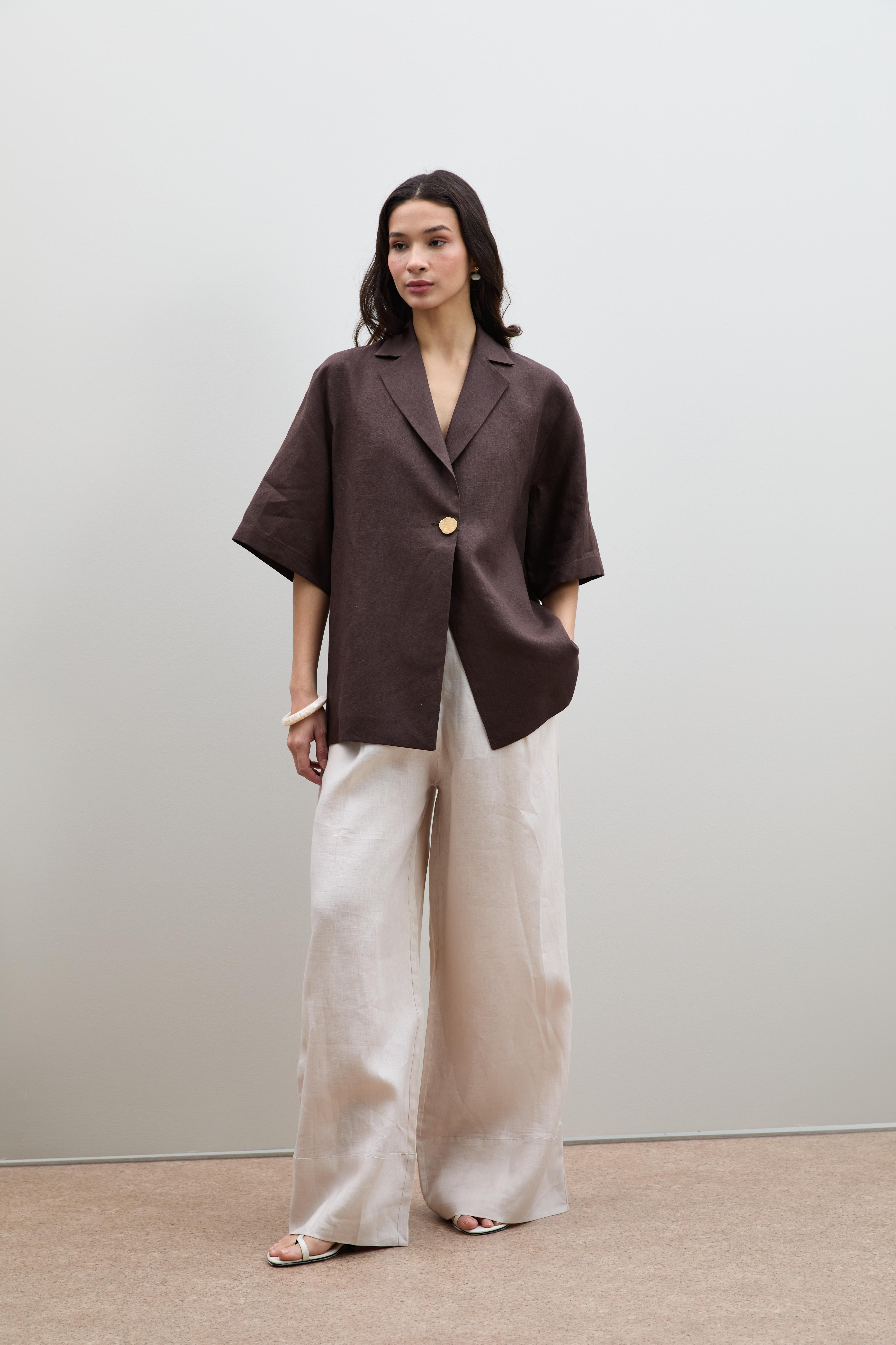 Брюки На Шнурке Из 100% Льна