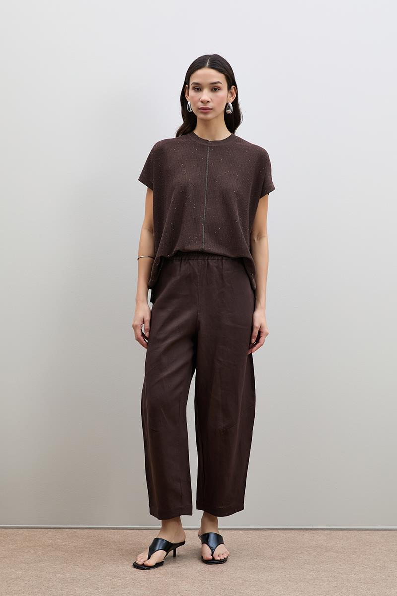 Брюки С Завышенной Талией Из 100% Льна