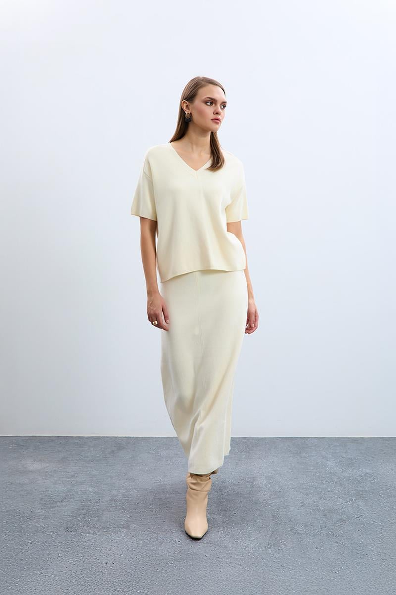 %100 Organik Pamuk V Yaka Kazak