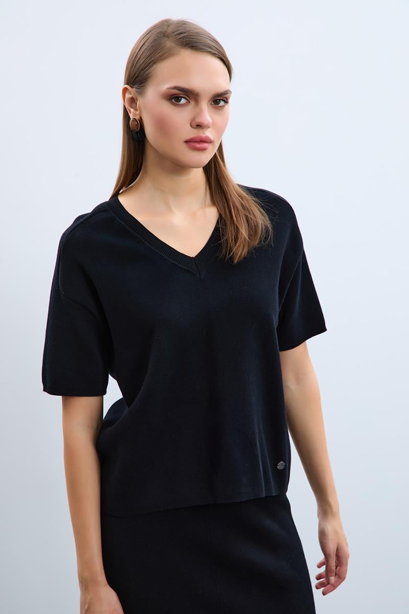 %100 Organik Pamuk V Yaka Kazak