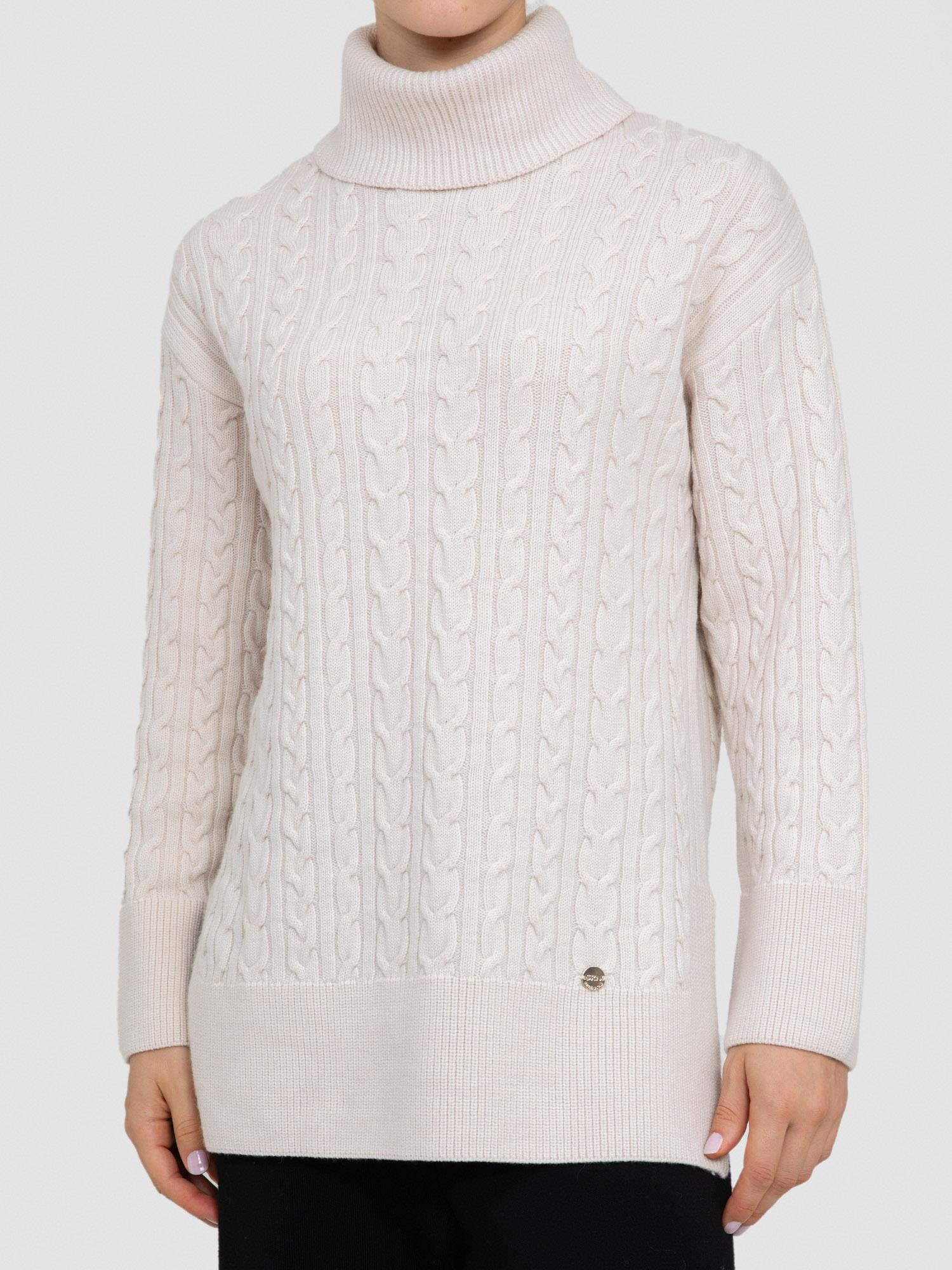 %100 Organik Yün Kablo Örgü Yüksek Yaka Kazak