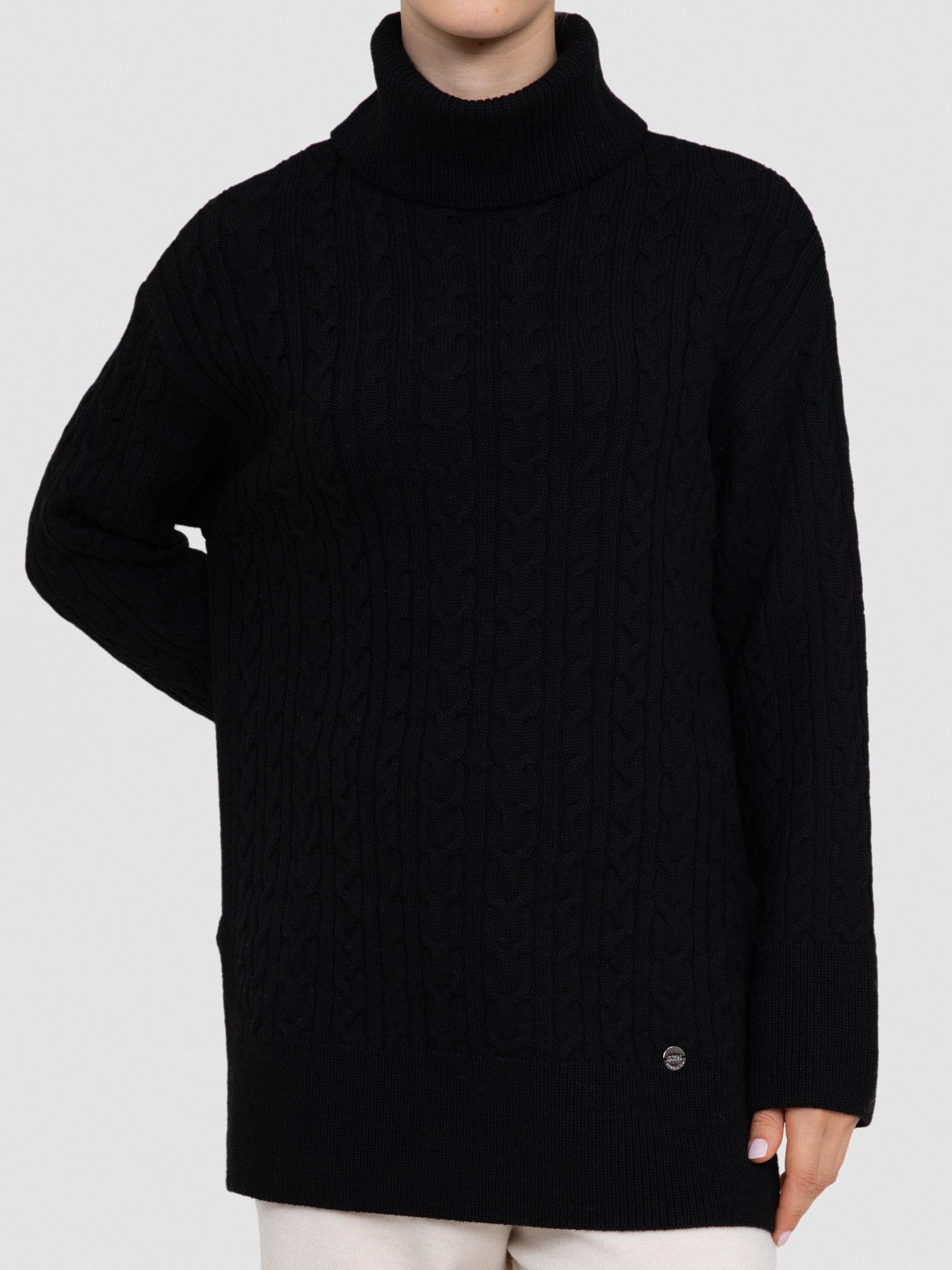 %100 Organik Yün Kablo Örgü Yüksek Yaka Kazak