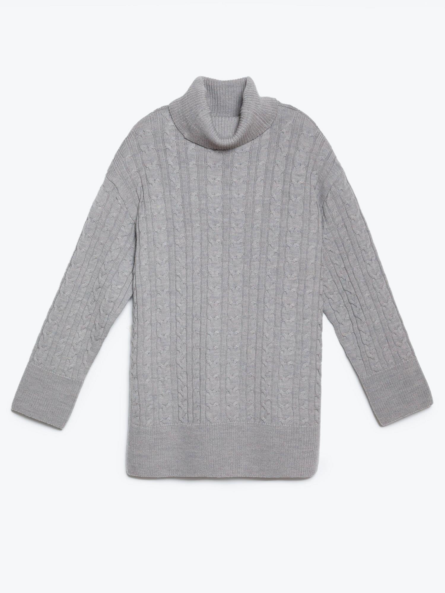 %100 Organik Yün Kablo Örgü Yüksek Yaka Kazak