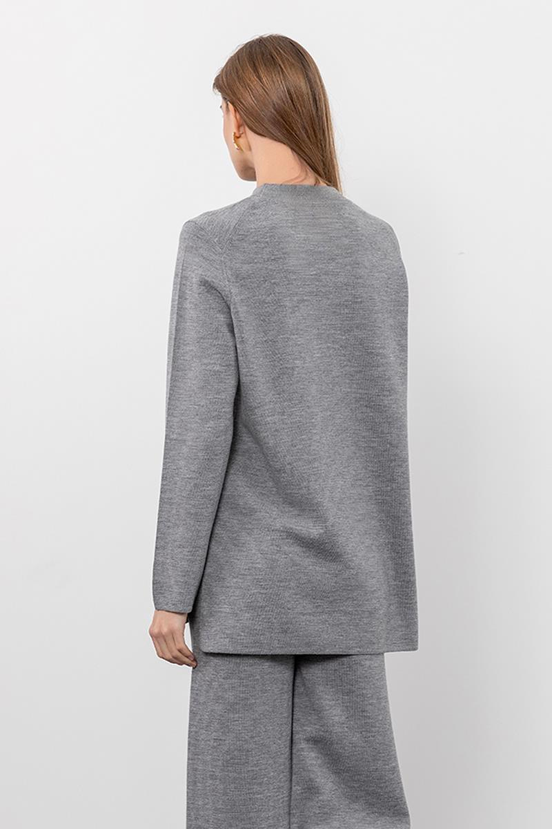 %100 Yün Yırtmaç Detaylı Bisiklet Yaka Kazak