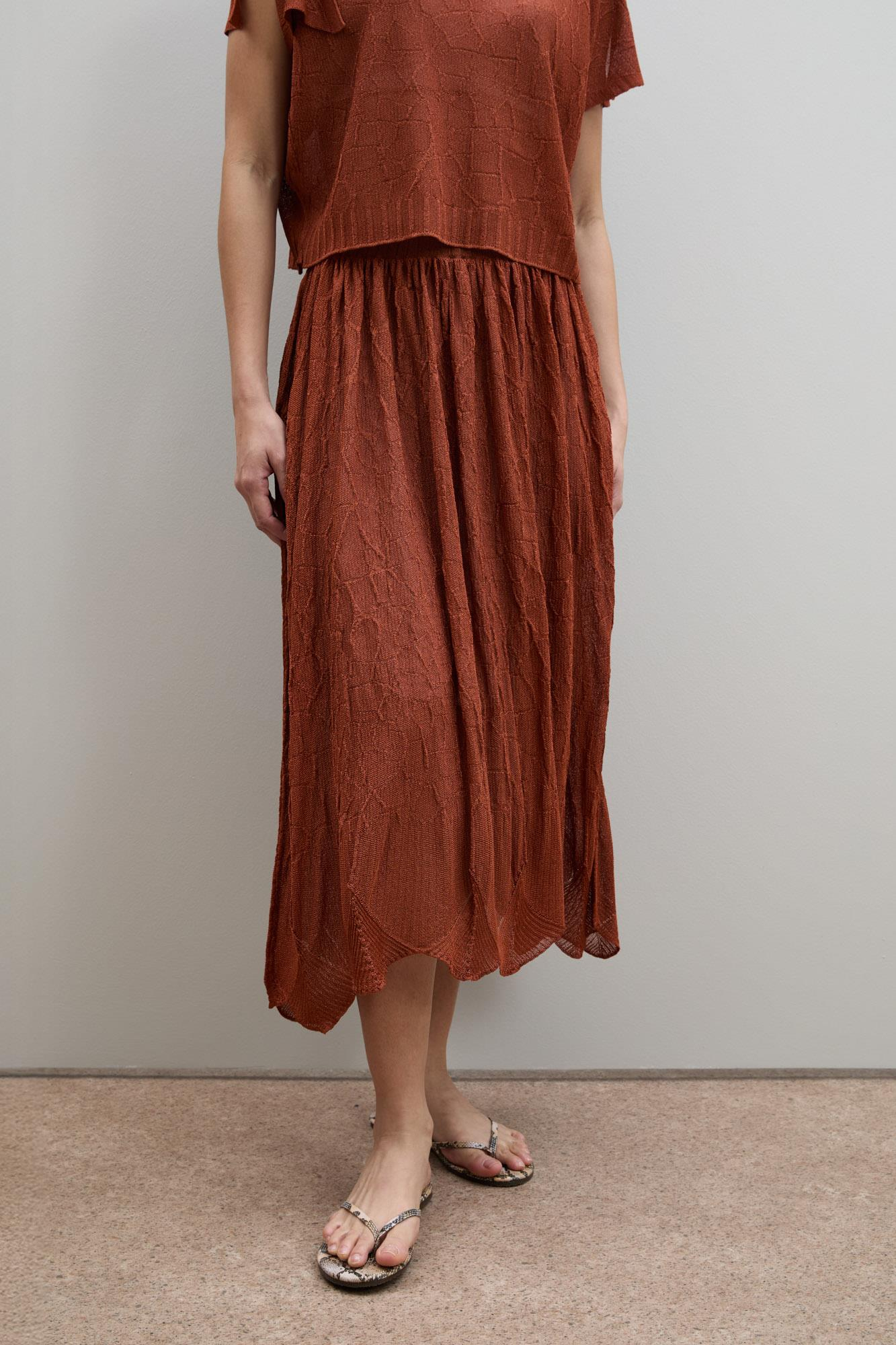 Текстурированная юбка с высокой талией и ажурными вставками