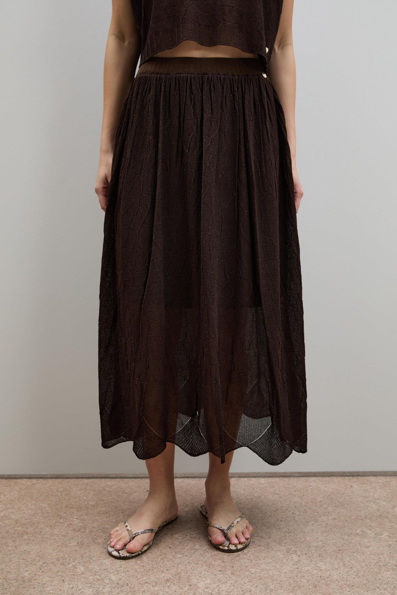 Текстурированная юбка с высокой талией и ажурными вставками