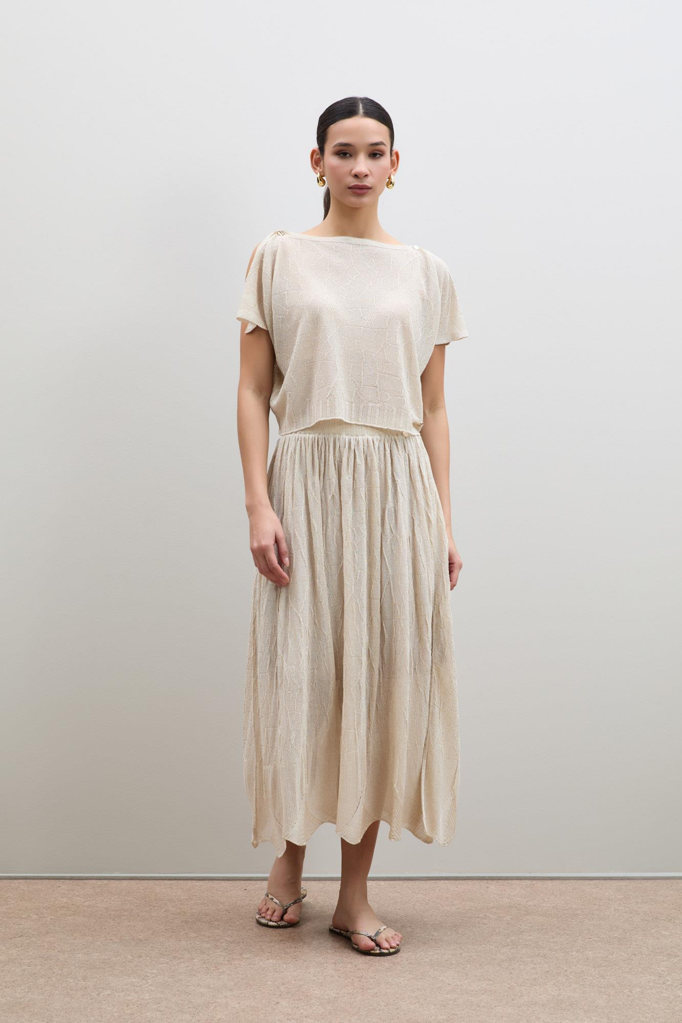 Open-Knit Textured High-Waisted Skirt