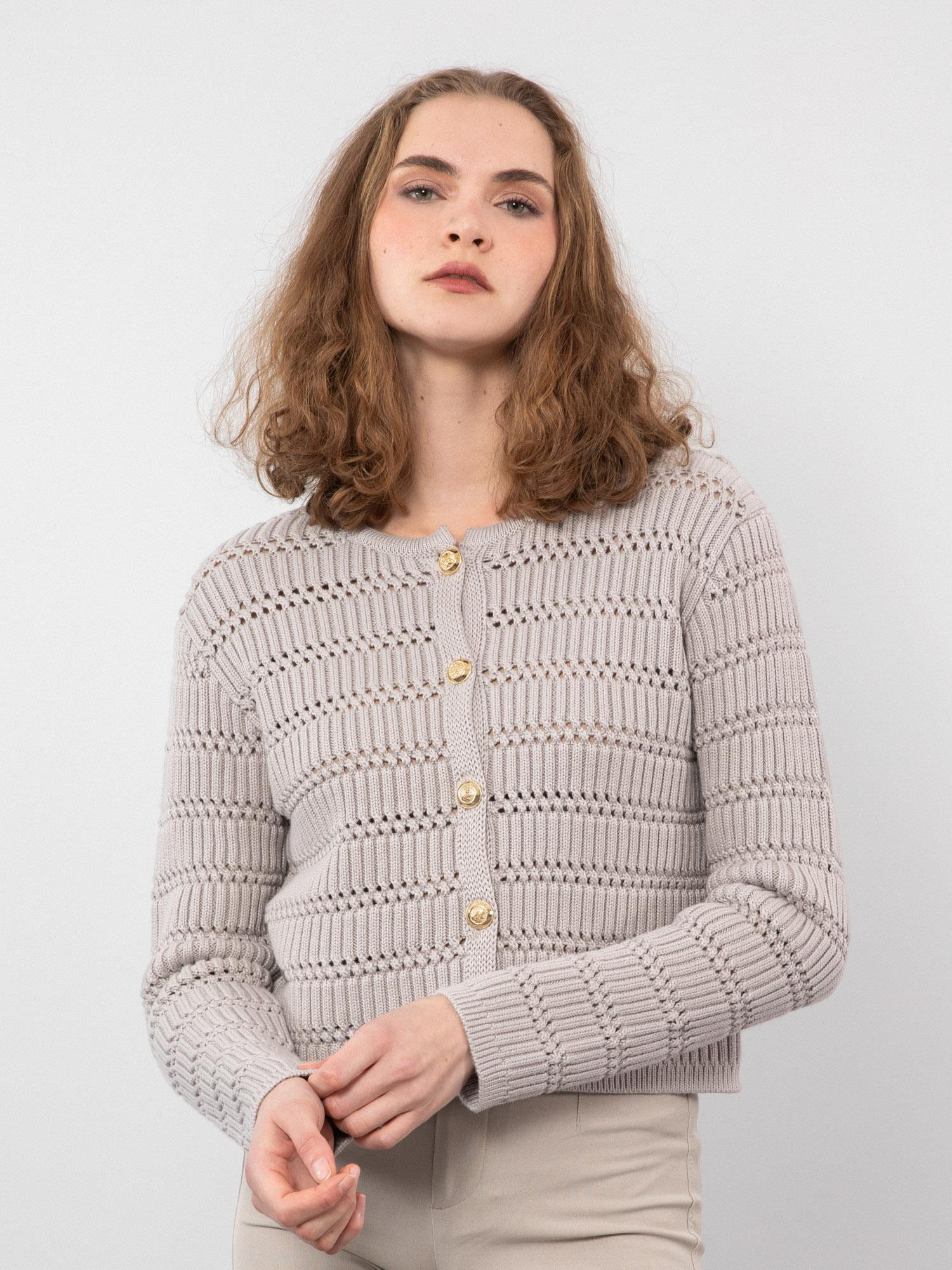 Ajurlu Düğme Detaylı Hırka