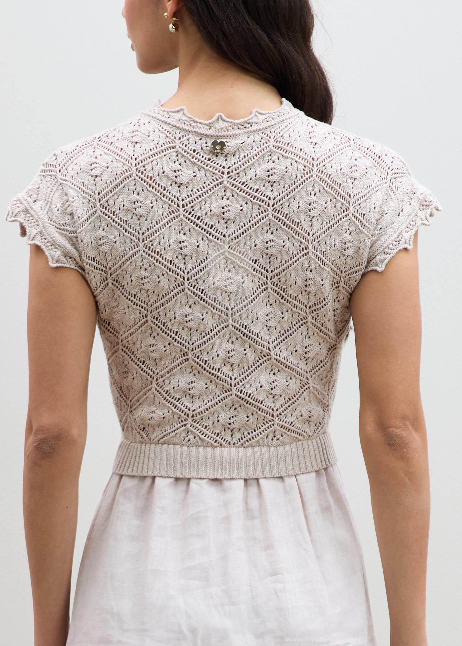 Ajurlu Midi Keten Elbise