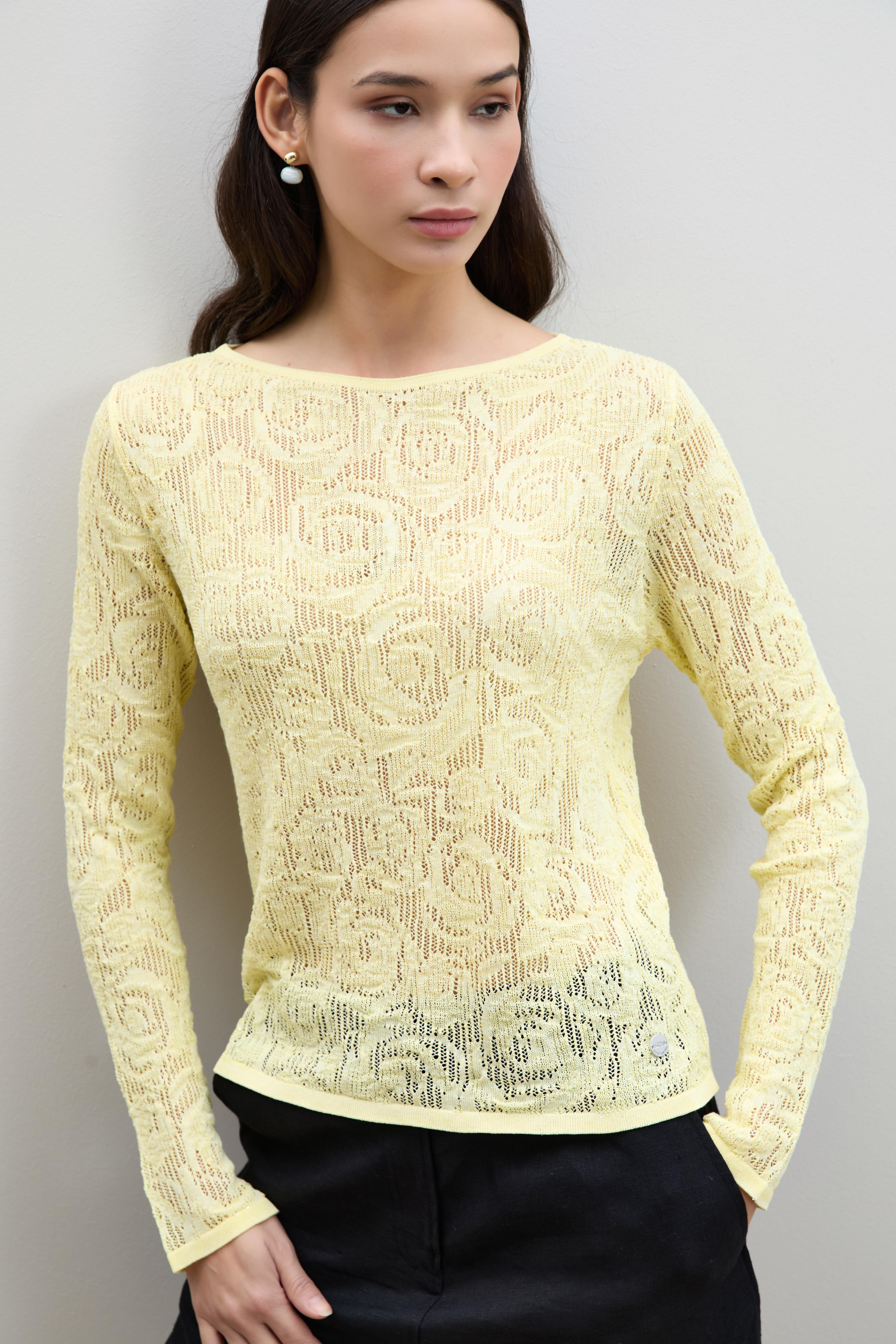 Ажурный свитер с мини-пайетками и круглым вырезом