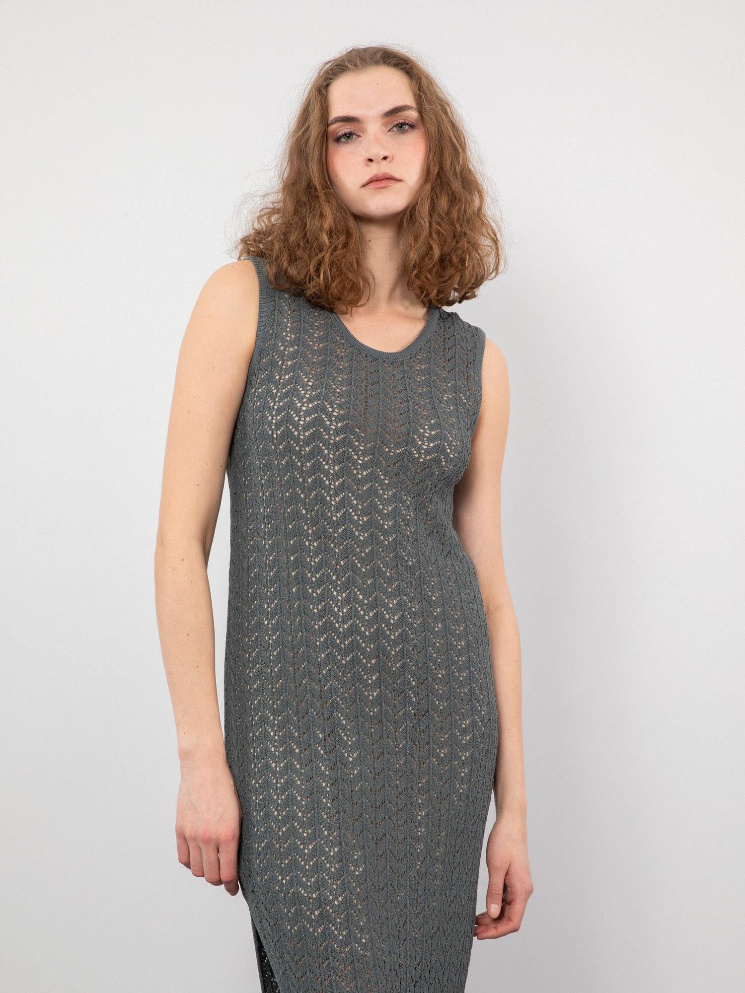 Ajurlu Yırtmaç Detaylı Asimetrik Elbise