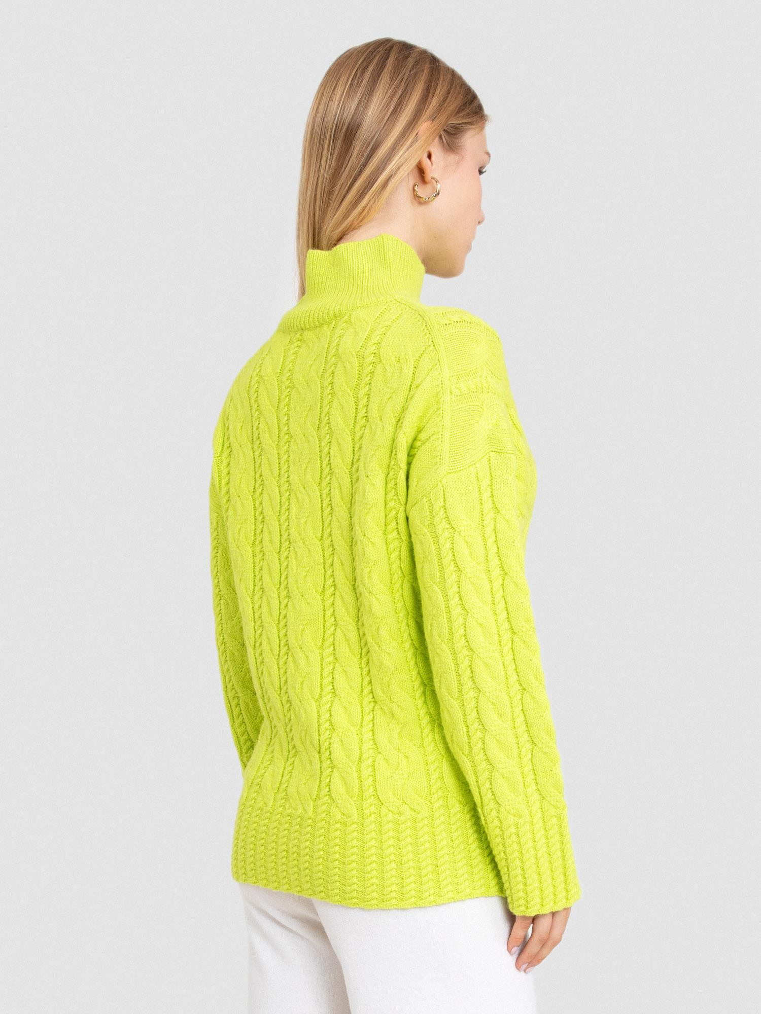 Alpaka Karışımlı Kablo Örgü Dik Yaka Kazak