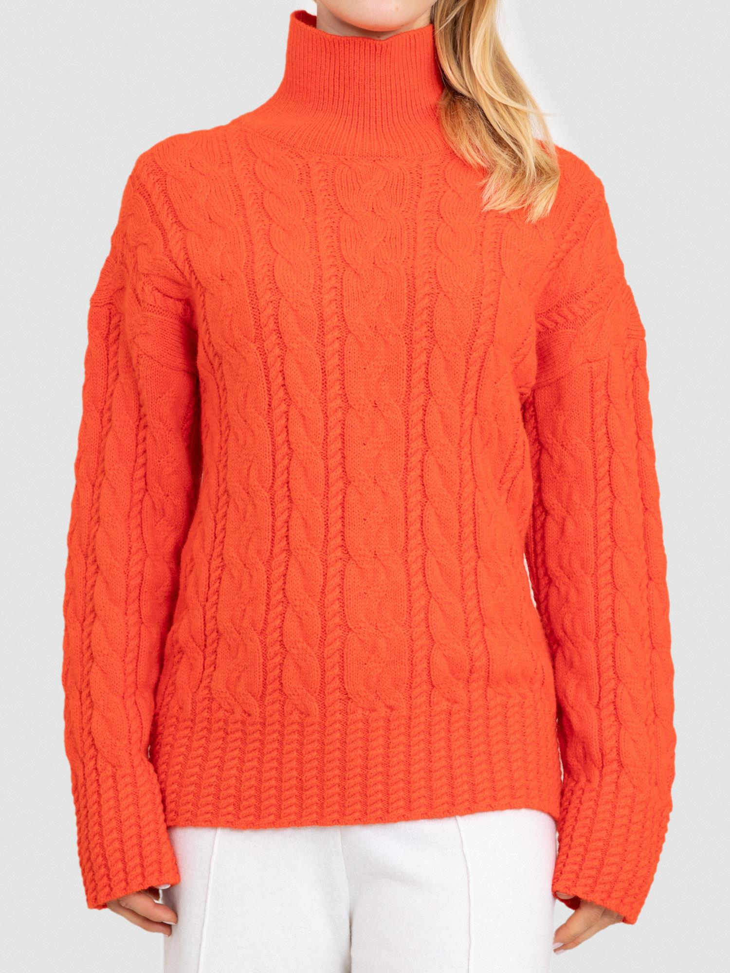 Alpaka Karışımlı Kablo Örgü Dik Yaka Kazak