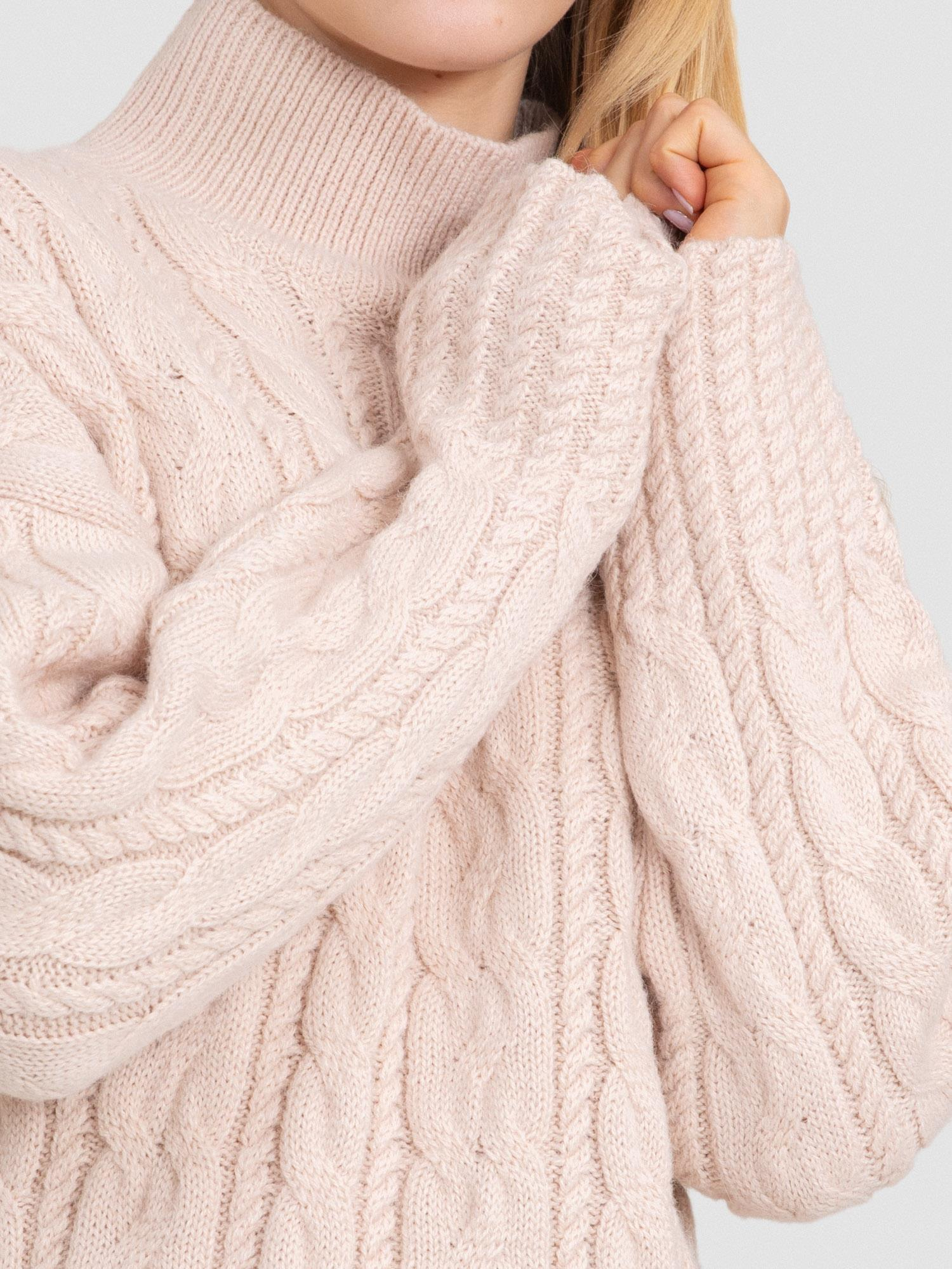 Alpaka Karışımlı Kablo Örgü Dik Yaka Kazak