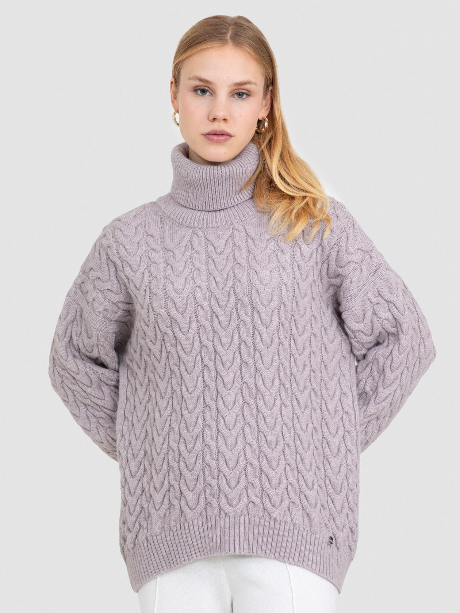 Alpaka Karışımlı Kablo Örgü Yüksek Yaka Kazak