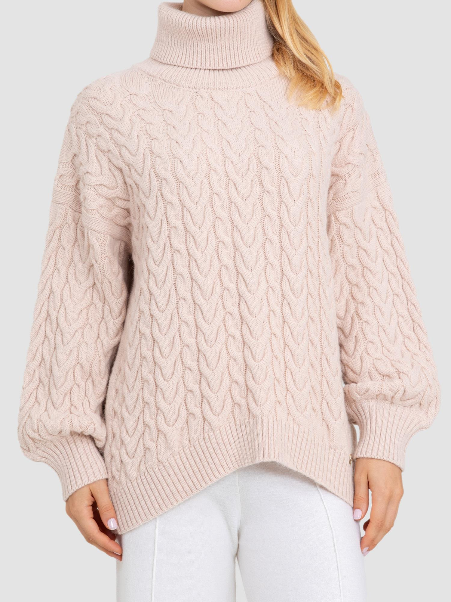 Alpaka Karışımlı Kablo Örgü Yüksek Yaka Kazak