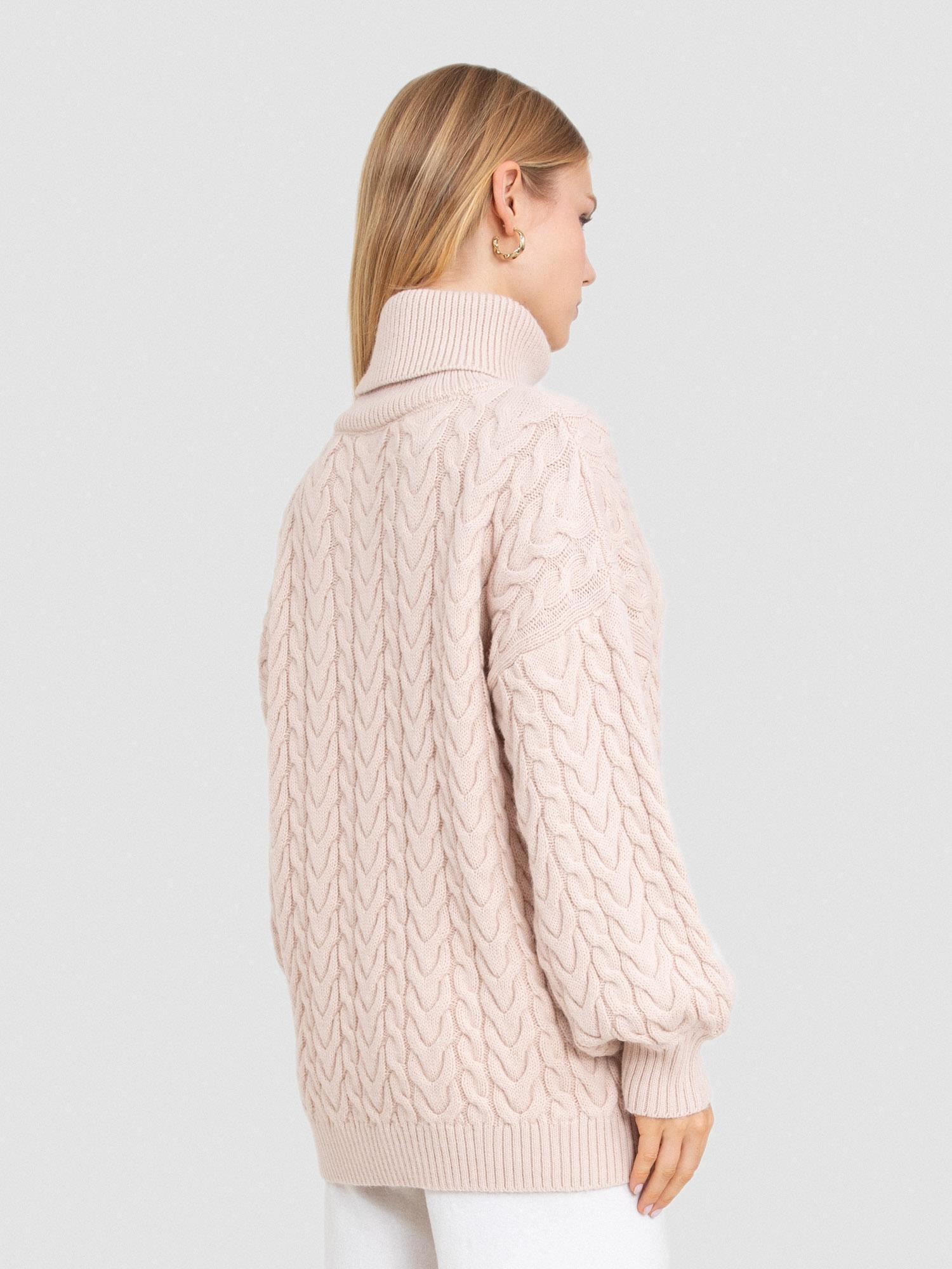 Alpaka Karışımlı Kablo Örgü Yüksek Yaka Kazak