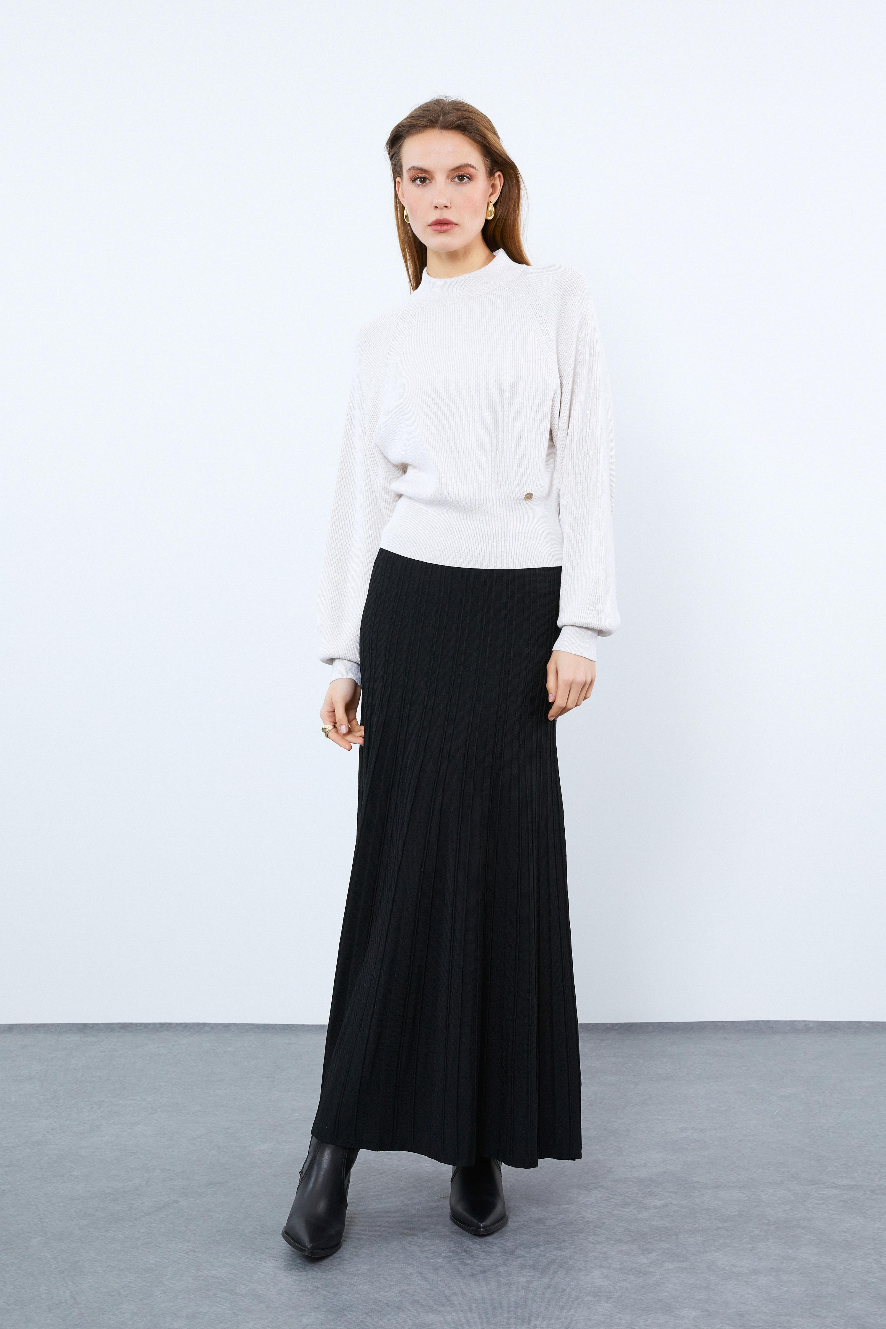 Balıkçı Yaka Metalik İp Detaylı Kazak