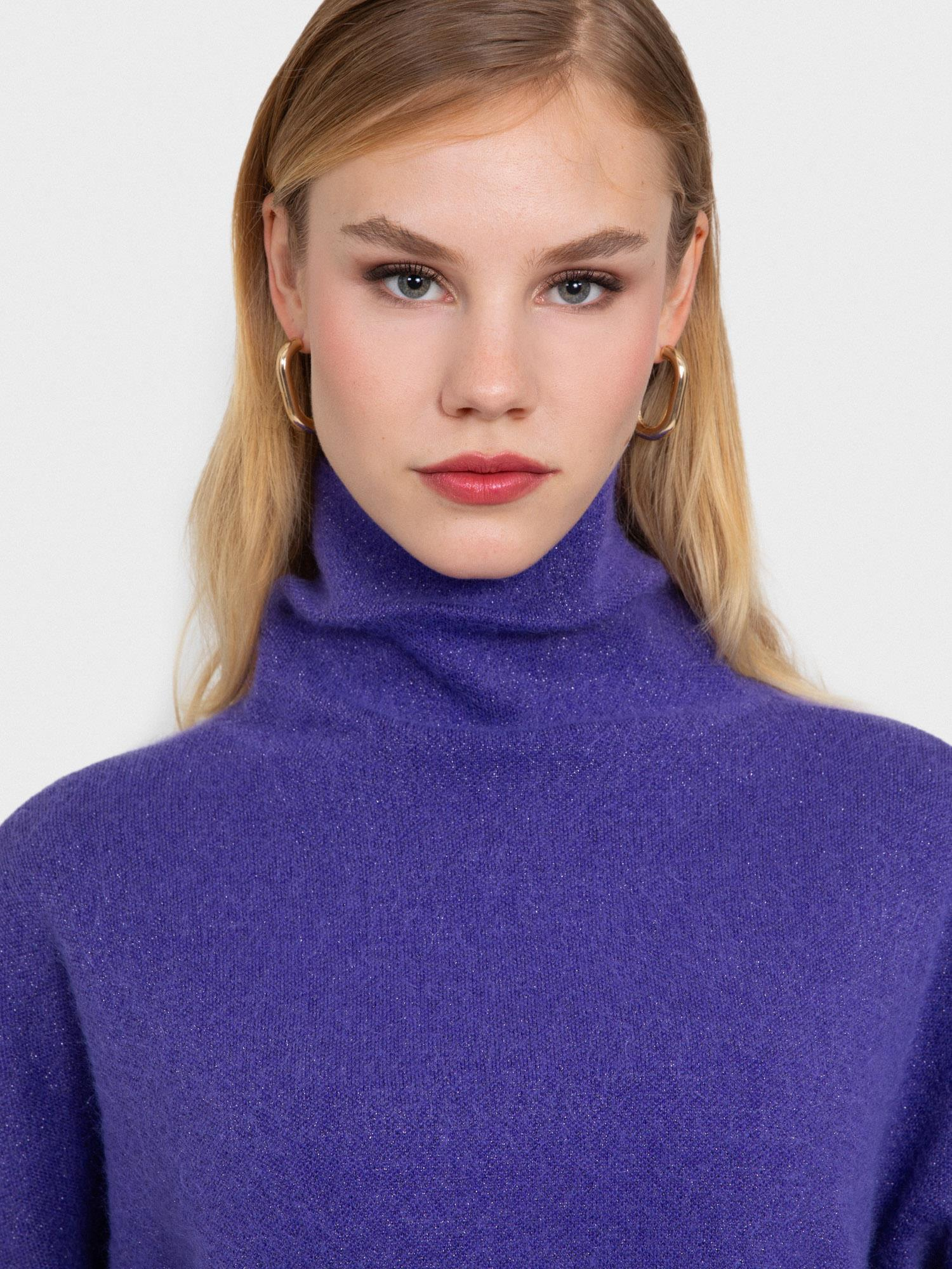 Balıkçı Yaka Metalik Tüylü Kazak