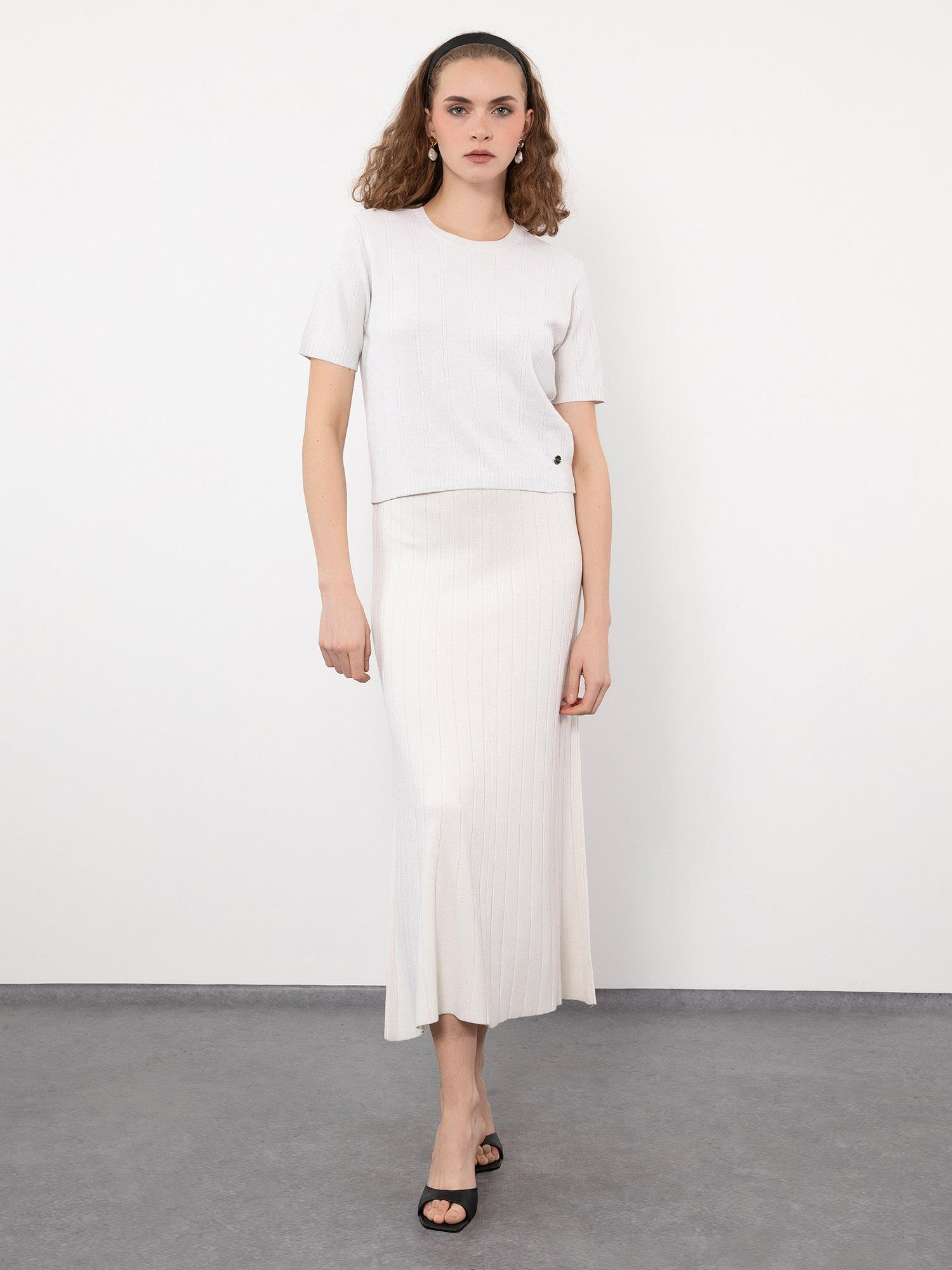 Bisiklet Yaka Metalik İpli Kazak