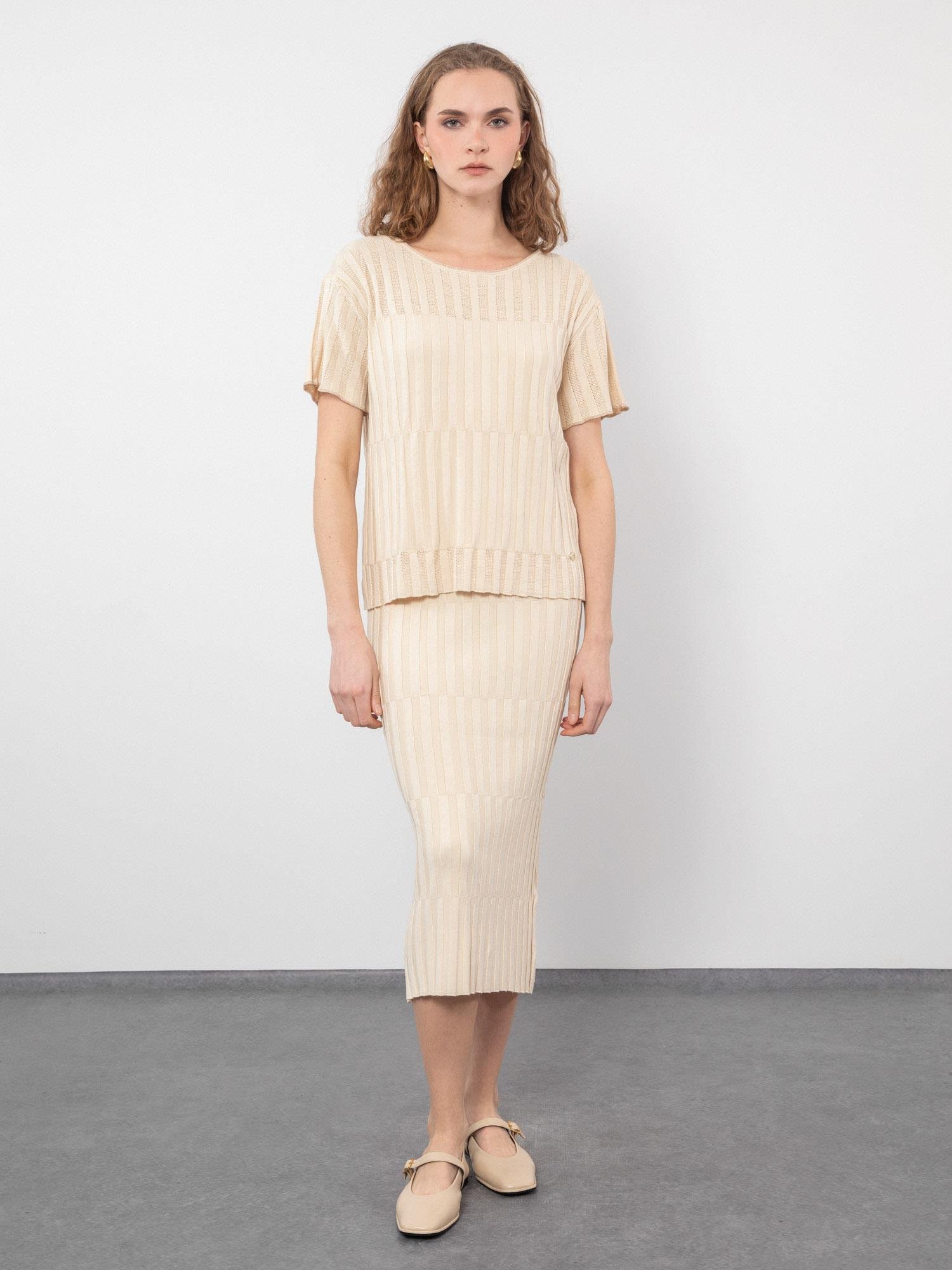 Bisiklet Yaka Örgü Oyunlu Kazak